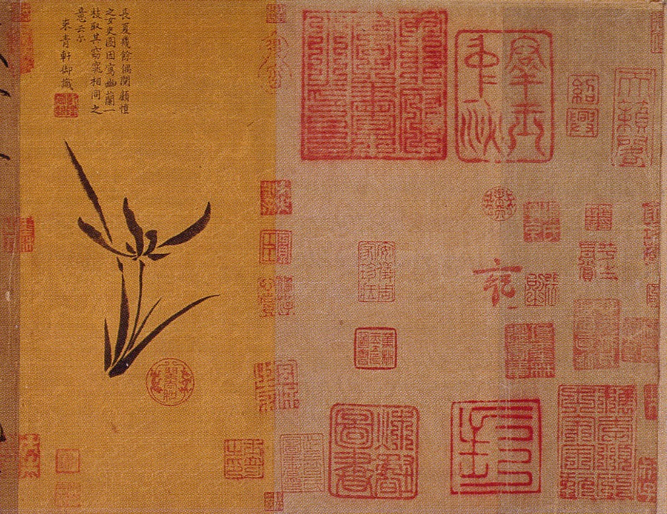 Front end panel, with Qianlong's orchid painting