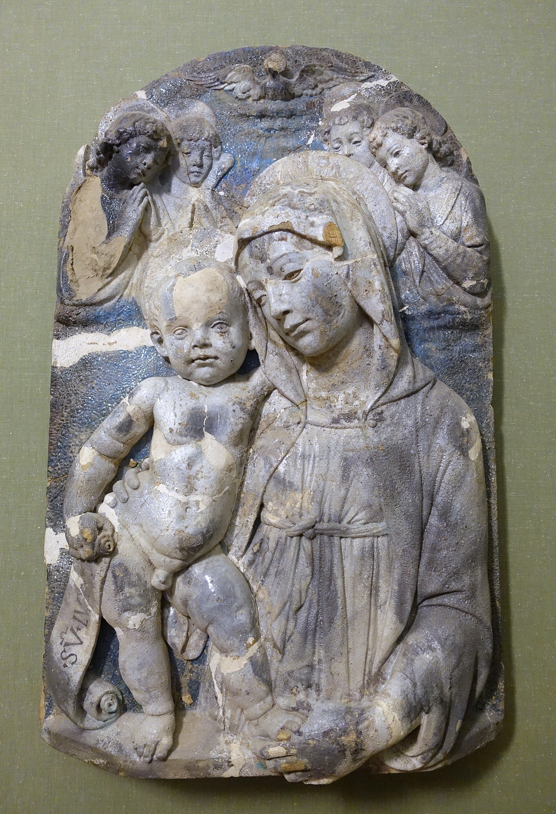 Virgin and Child with Four Angels, damaged in 1945