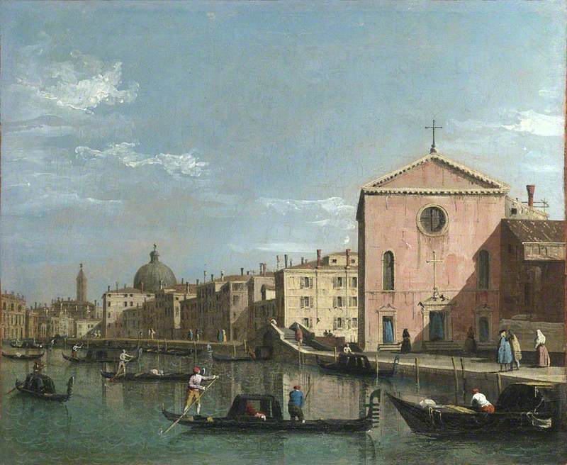 Follower of Canaletto, Venice: The Grand Canal facing Santa Croce