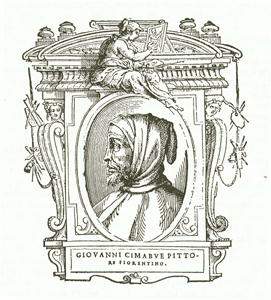 Woodcut 'portrait' of Cimabue from Vasari's Vite, 1568