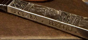 Signature detail, on the knife blade
