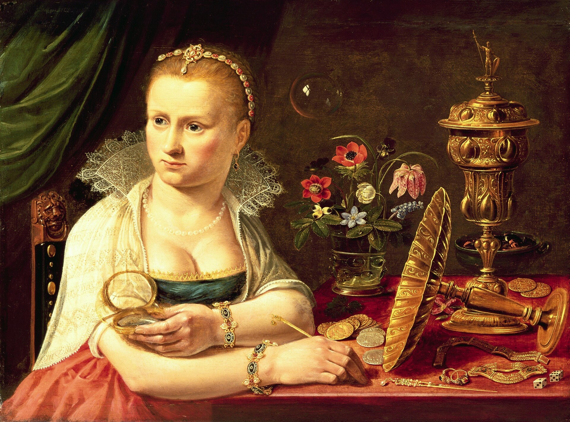 Presumed self-portrait with a vanitas still life