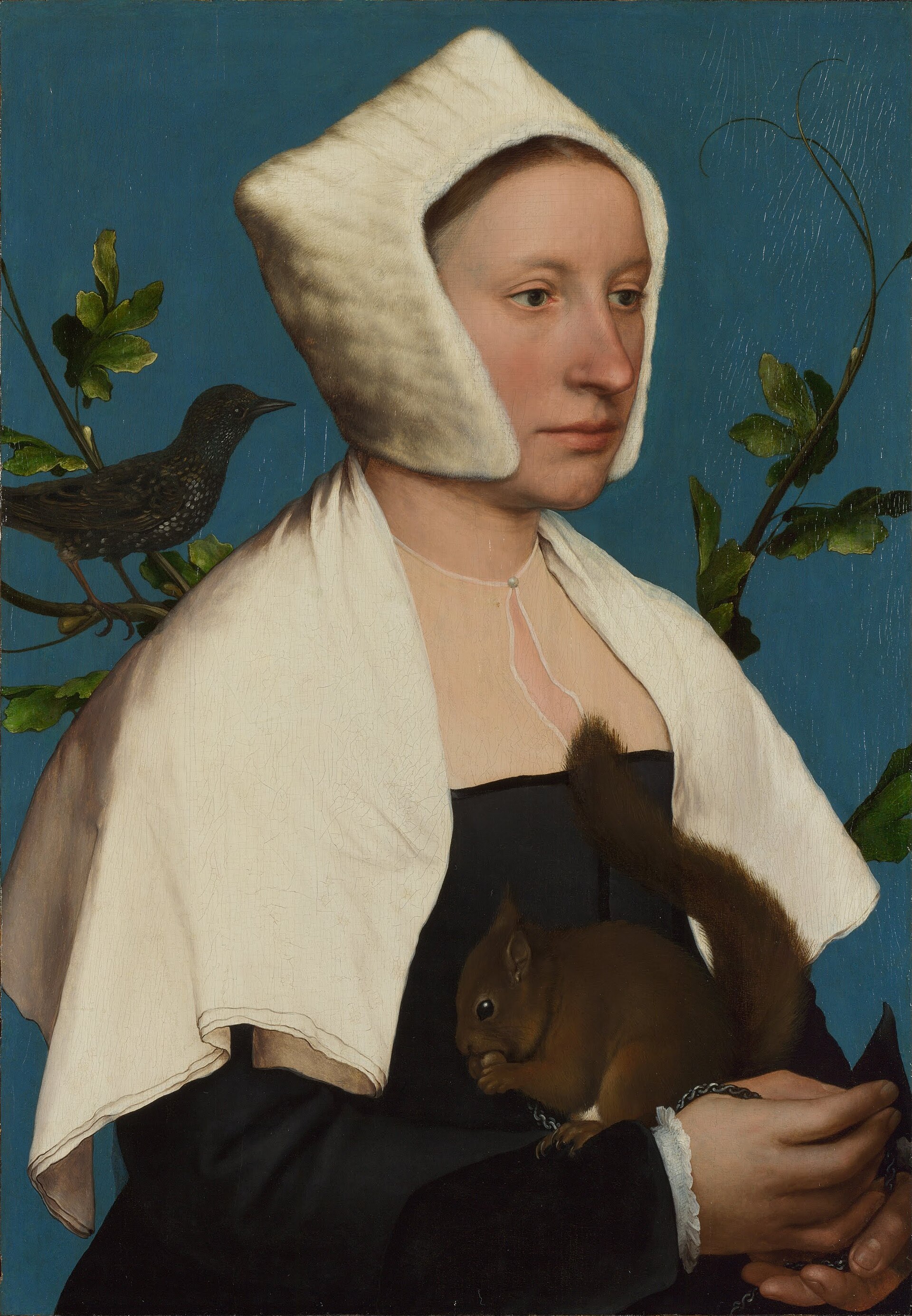 A Lady with a Squirrel and a Starling