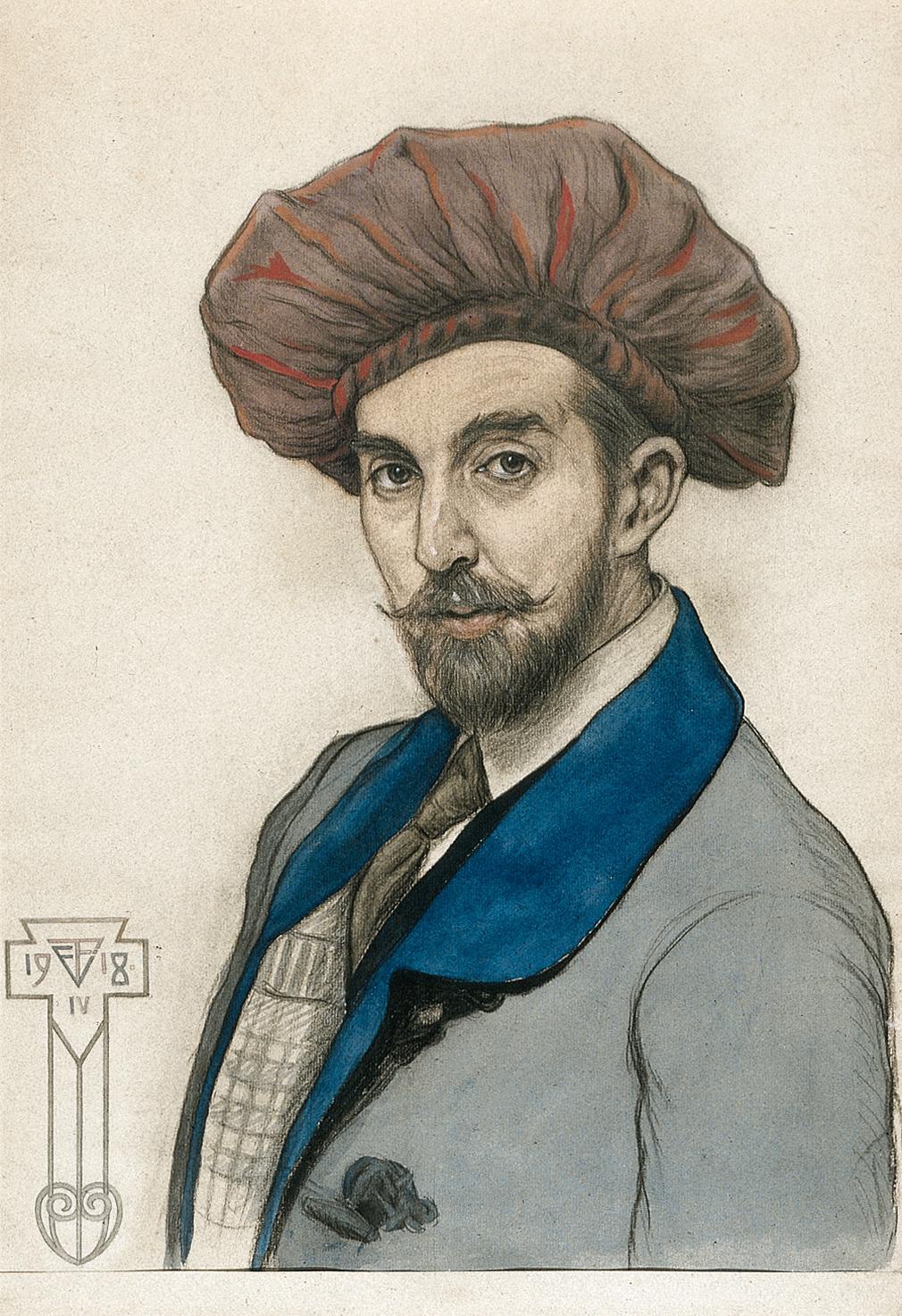 Agathon Faberge draws himself, April 1918