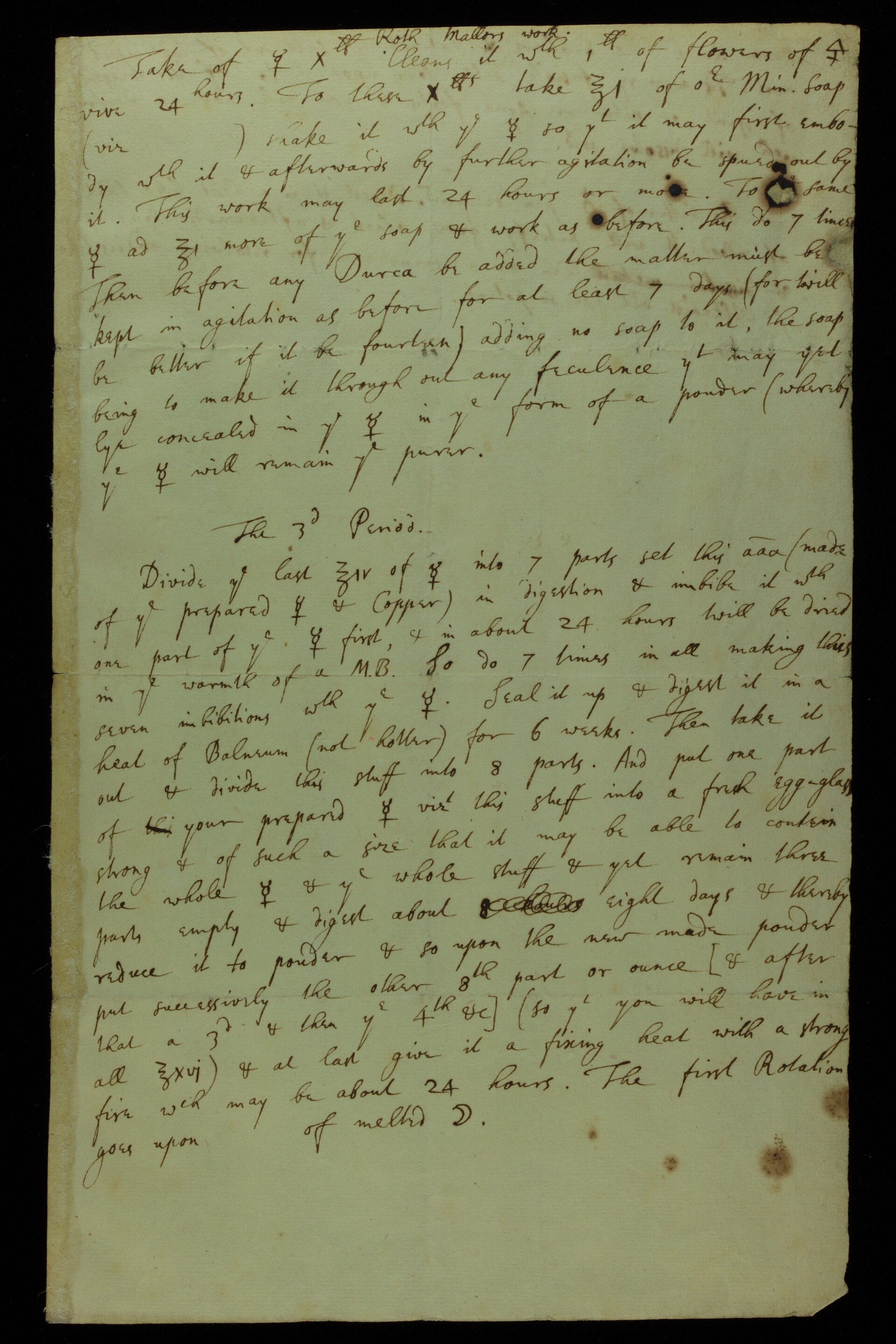 Page from a Newton alchemical manuscript