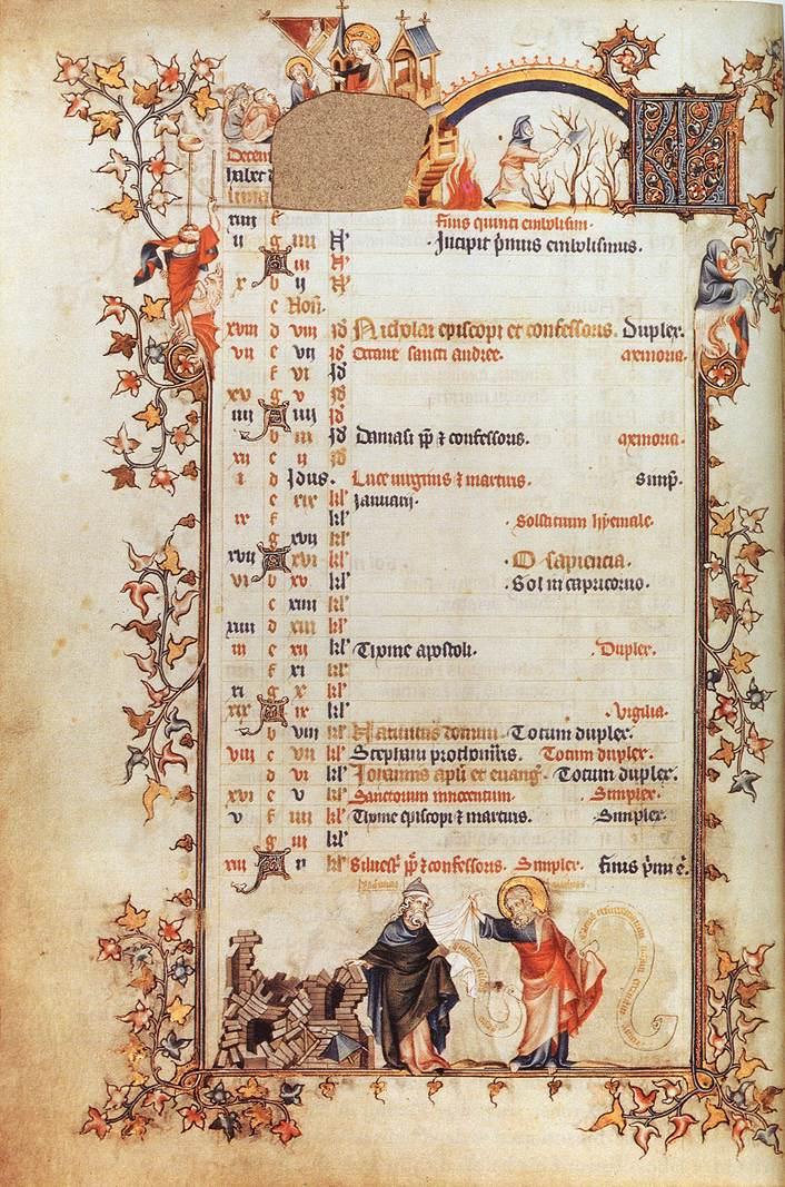 The Belleville Breviary, calendar page for December