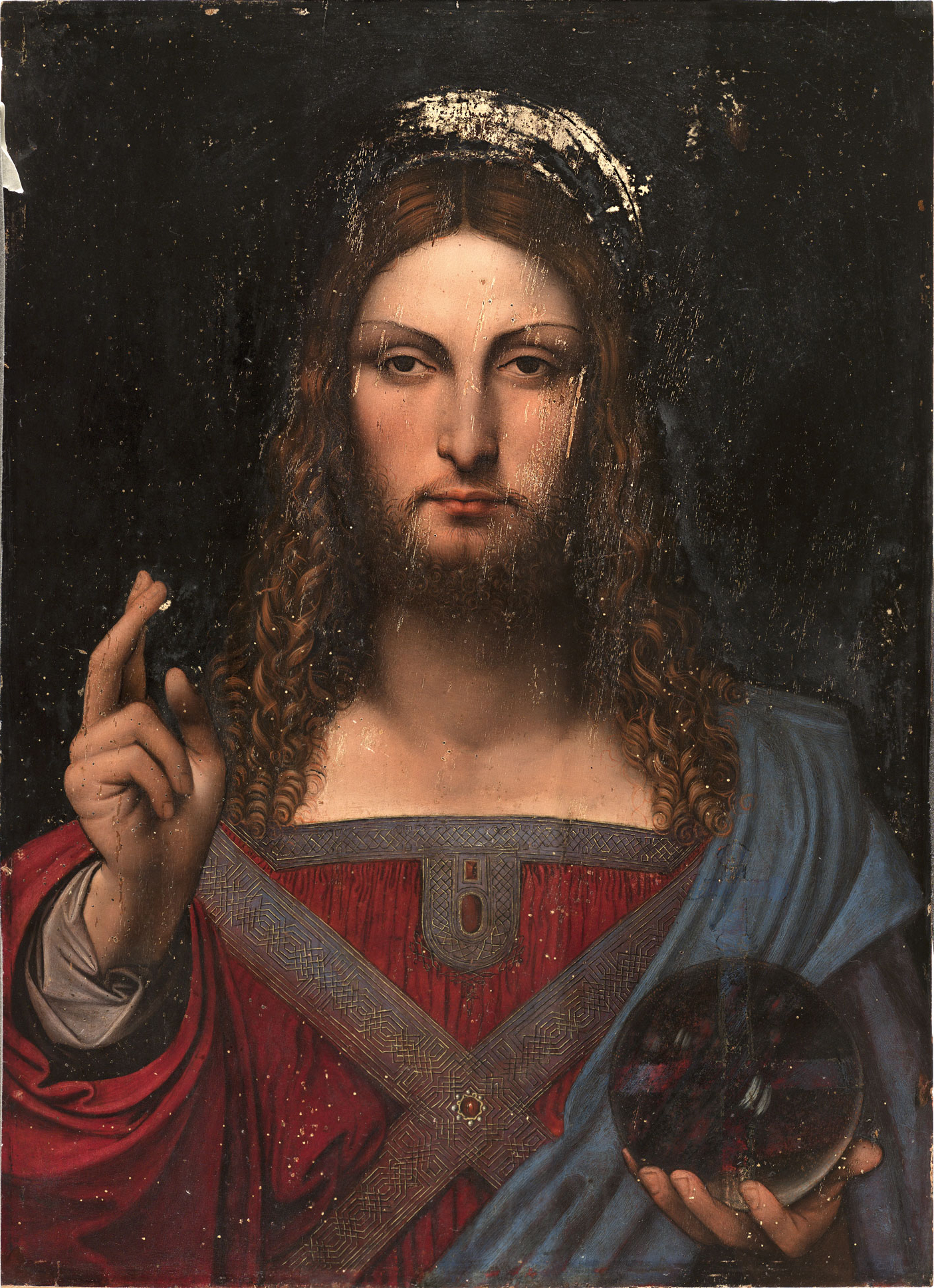 Salvator Mundi, school of Leonardo, Museo Diocesano, Naples