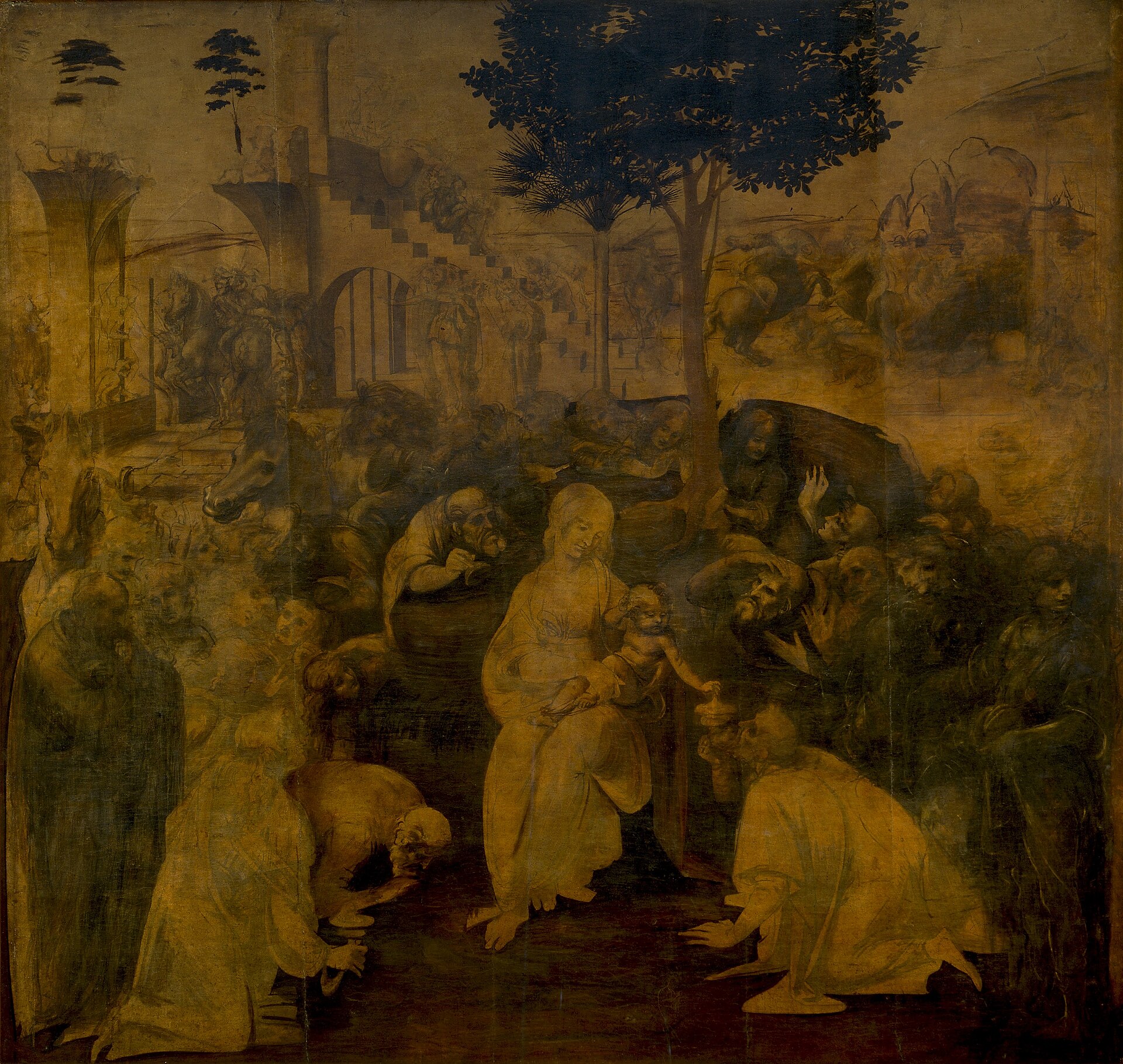 The Adoration of the Magi, unfinished, Uffizi