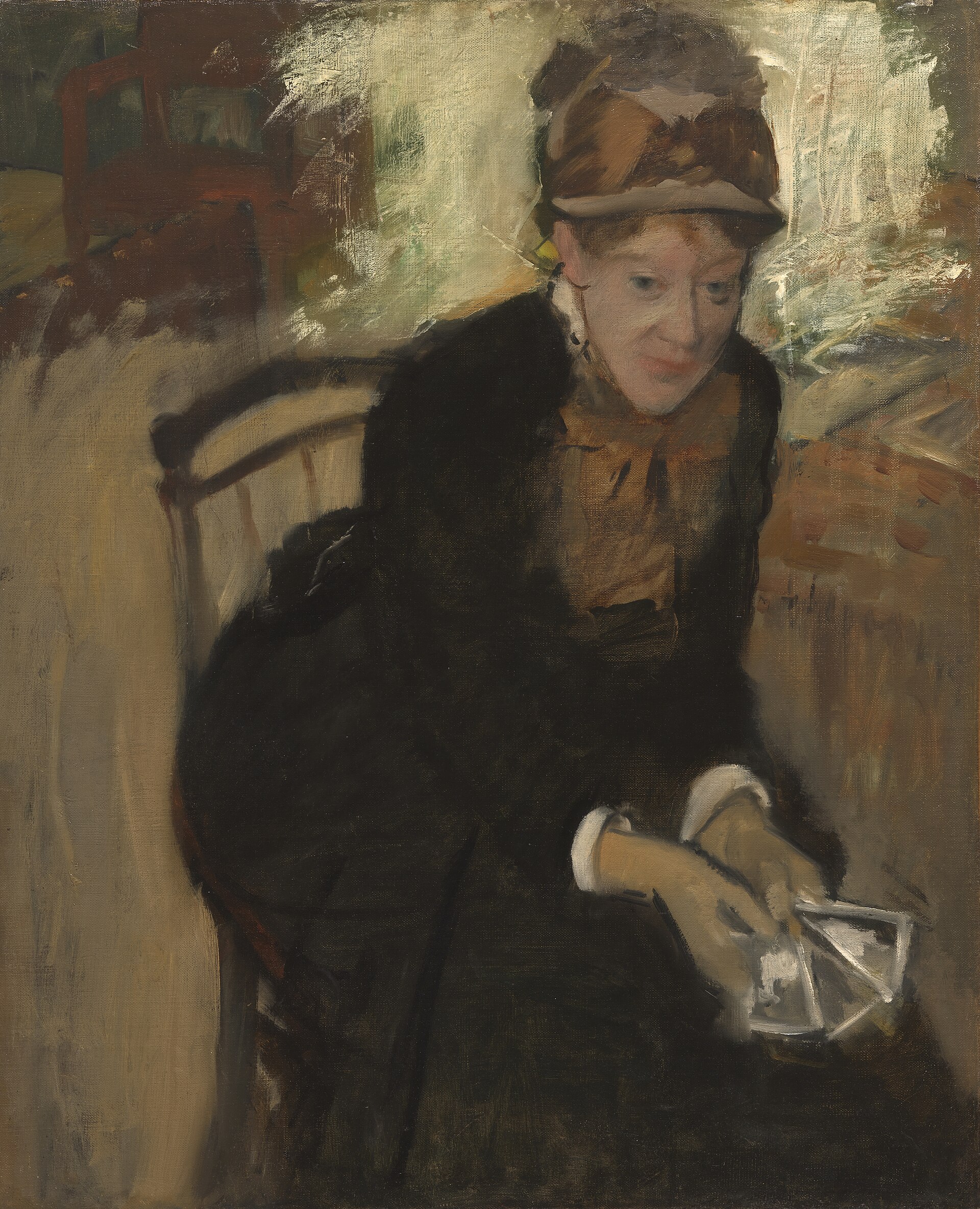 Mary Cassatt Seated, Holding Cards
