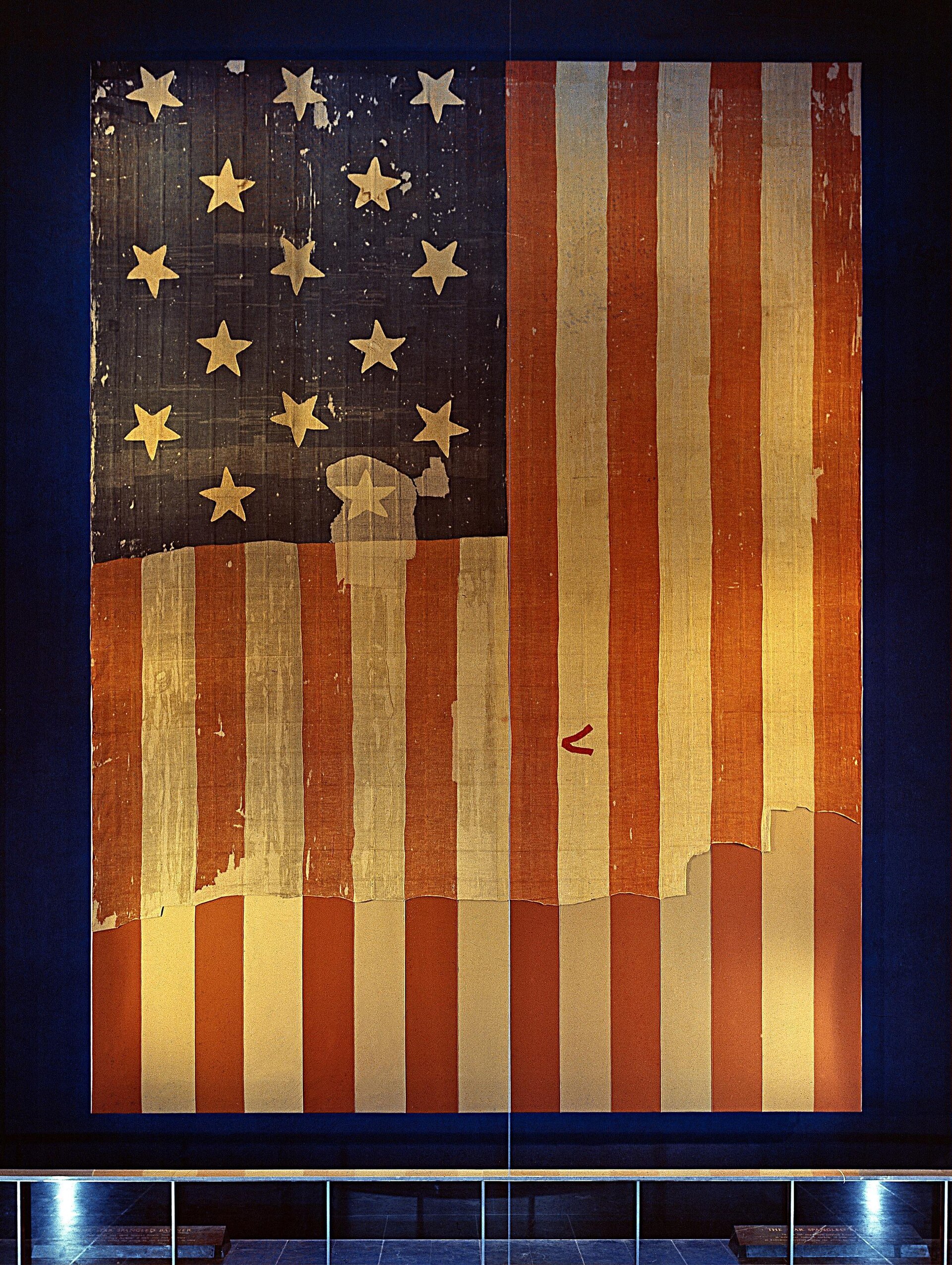 The Star-Spangled Banner on display, circa 1964