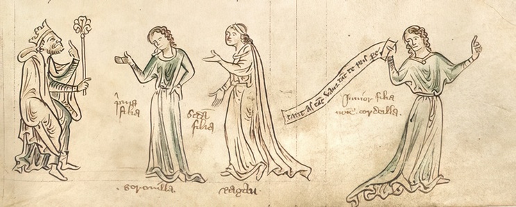 King Leir and his daughters, marginal illustration