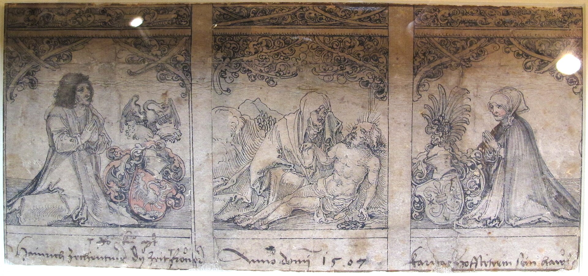 Pieta with kneeling donors