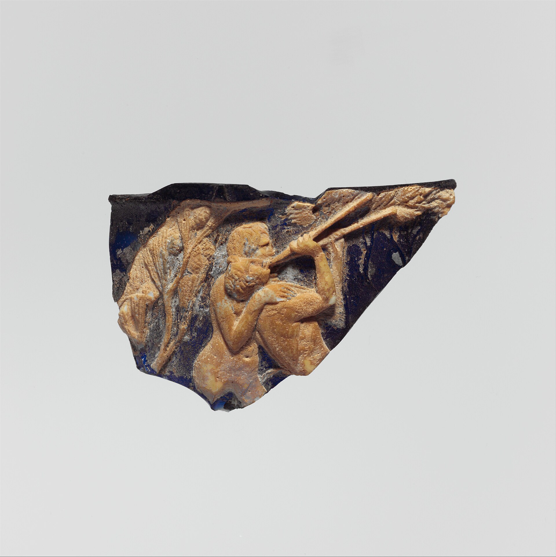 Fragment of a cameo glass scyphus, late first century BC to mid first century AD