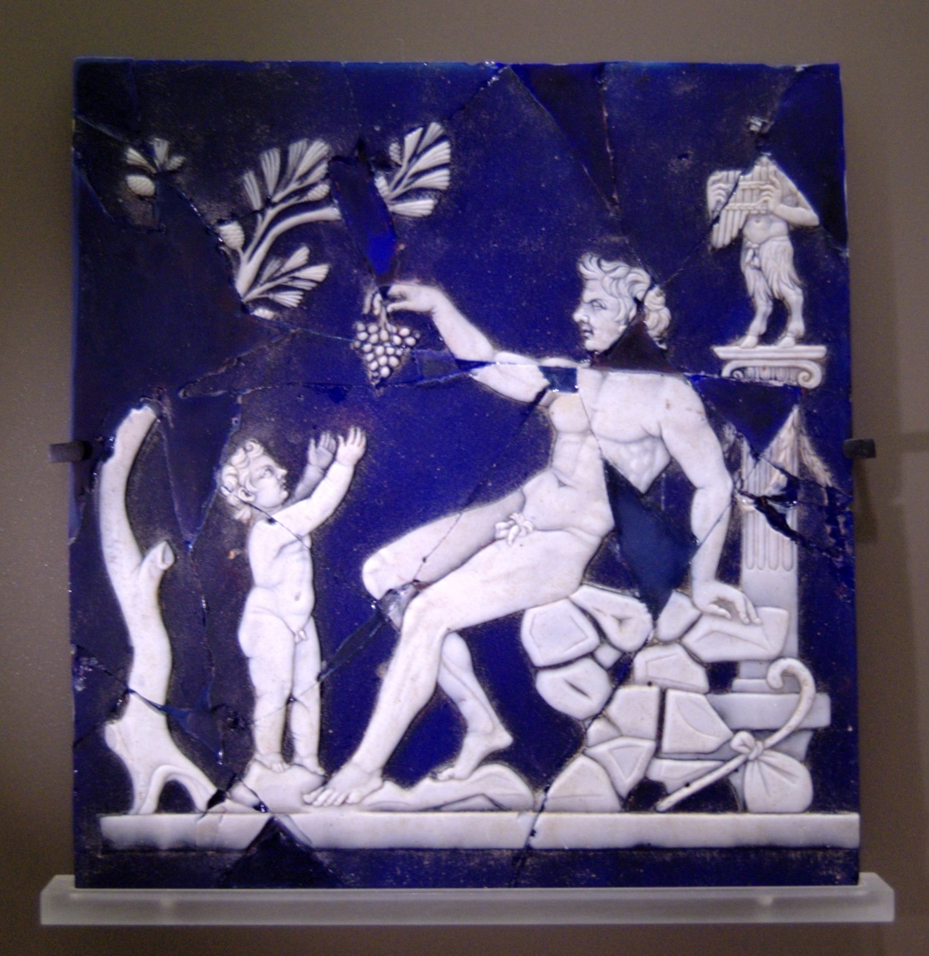 Satyr and the infant Bacchus, cameo glass relief, first half of the first century AD