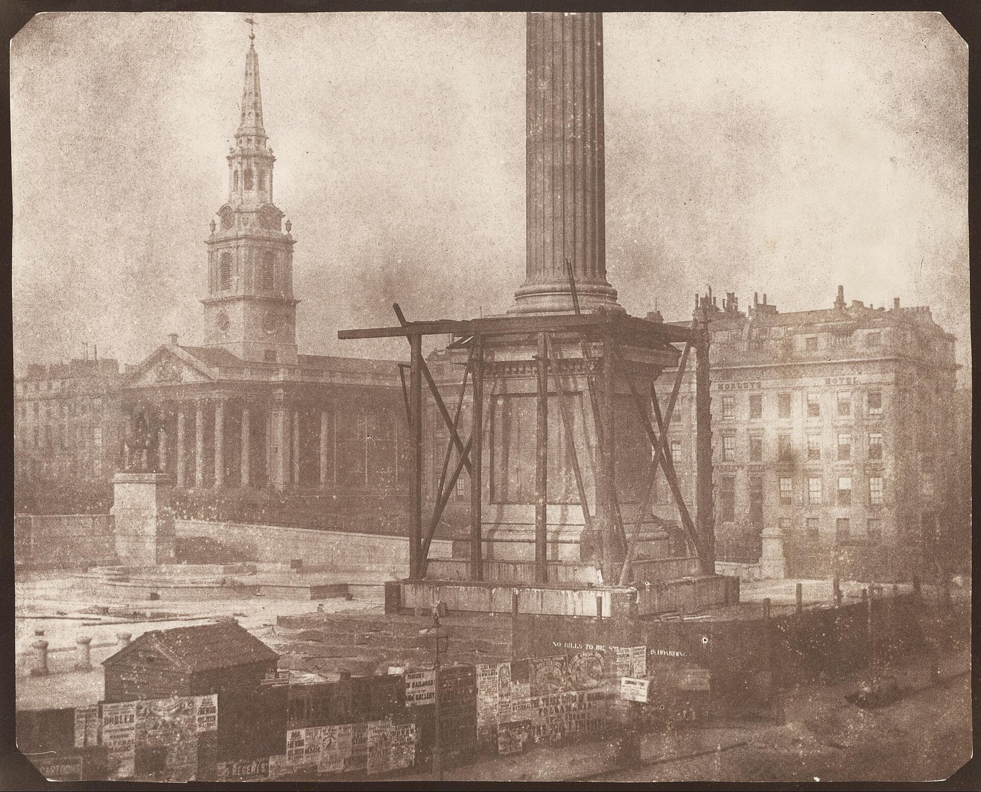 The Nelson Column, Trafalgar Square, under Construction