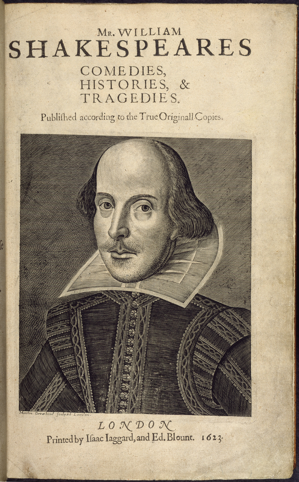 The title page of the First Folio, British Library copy