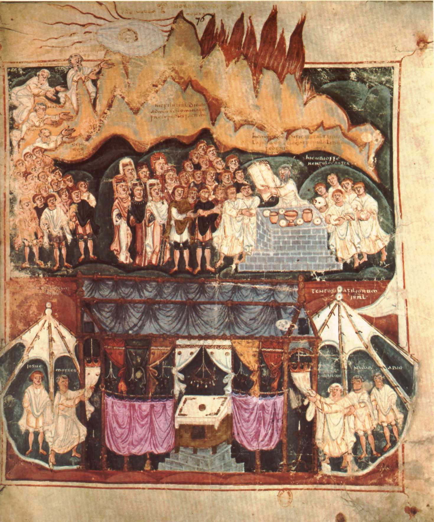 Folio 76r: Moses receiving the Law