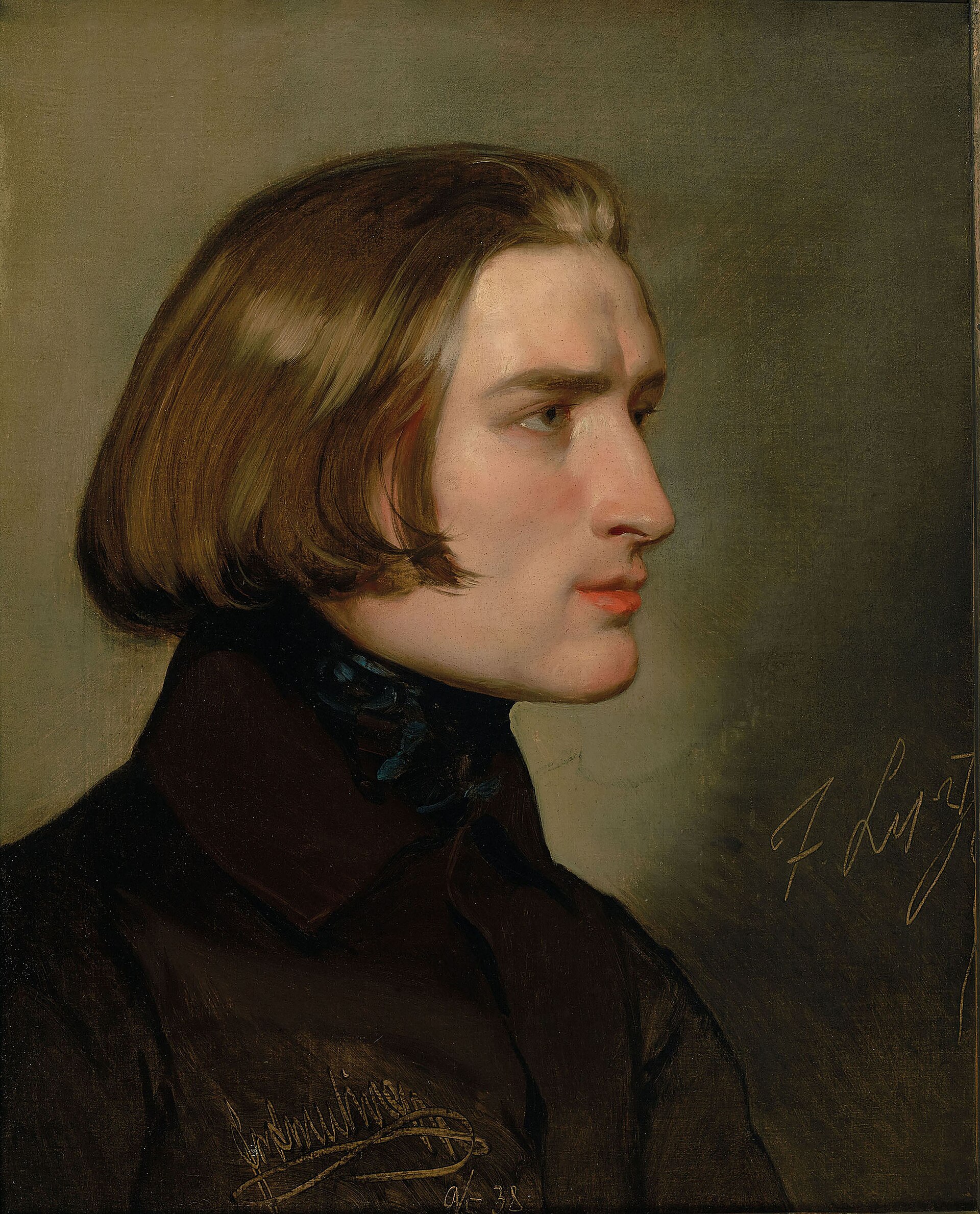 Franz Liszt, portrait by Friedrich von Amerling, 1838