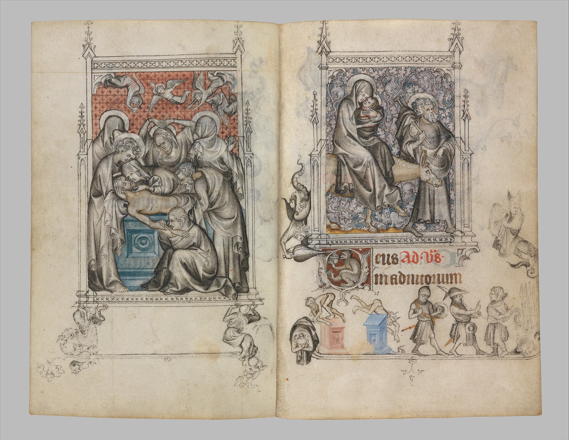 The Entombment / The Flight into Egypt, folios 82v-83r