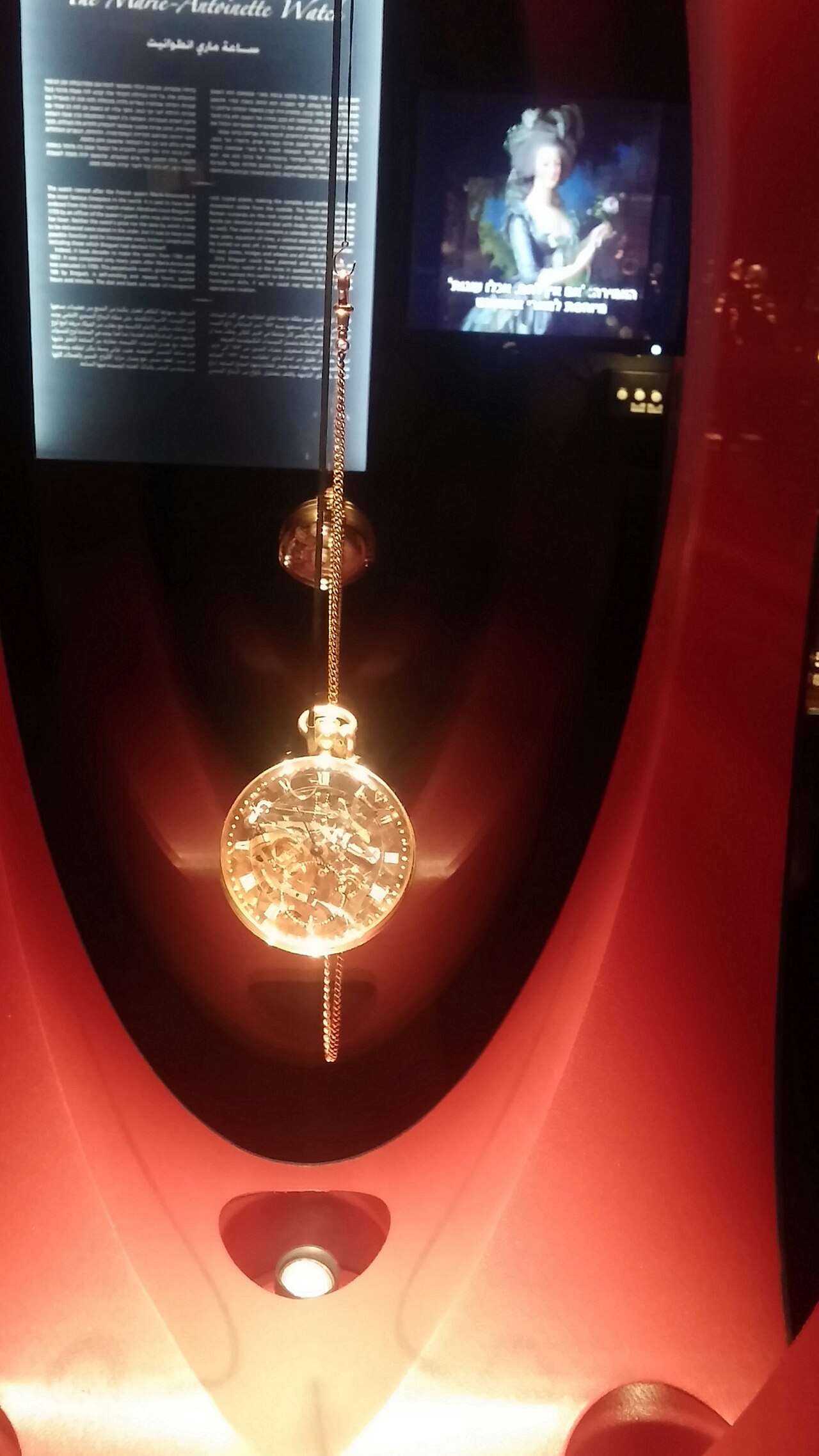 The Marie-Antoinette in its case at the Mayer Museum