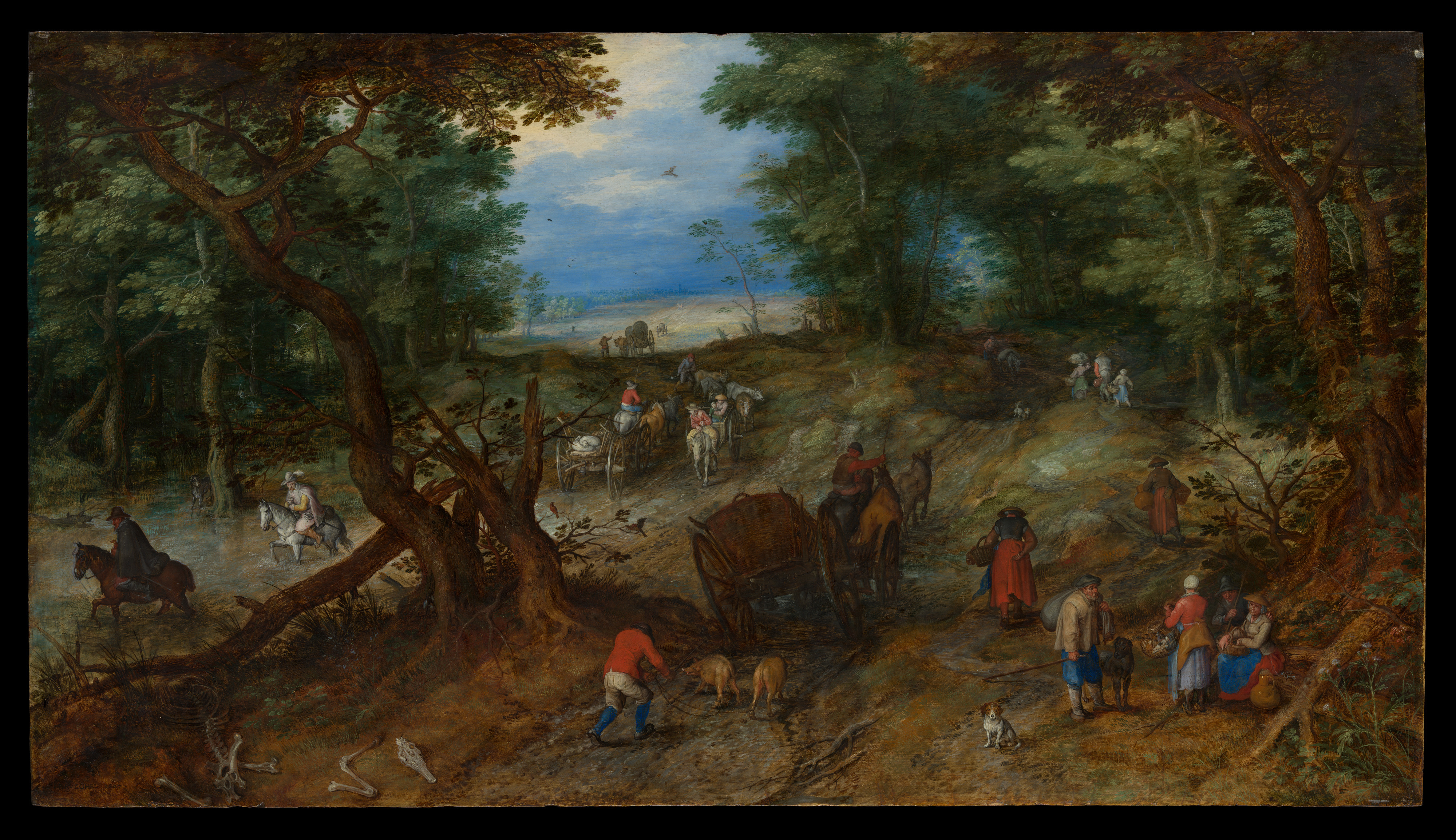 A Woodland Road with Travelers, by Jan Brueghel the Elder