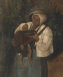 A mother giving wine to a child, detail