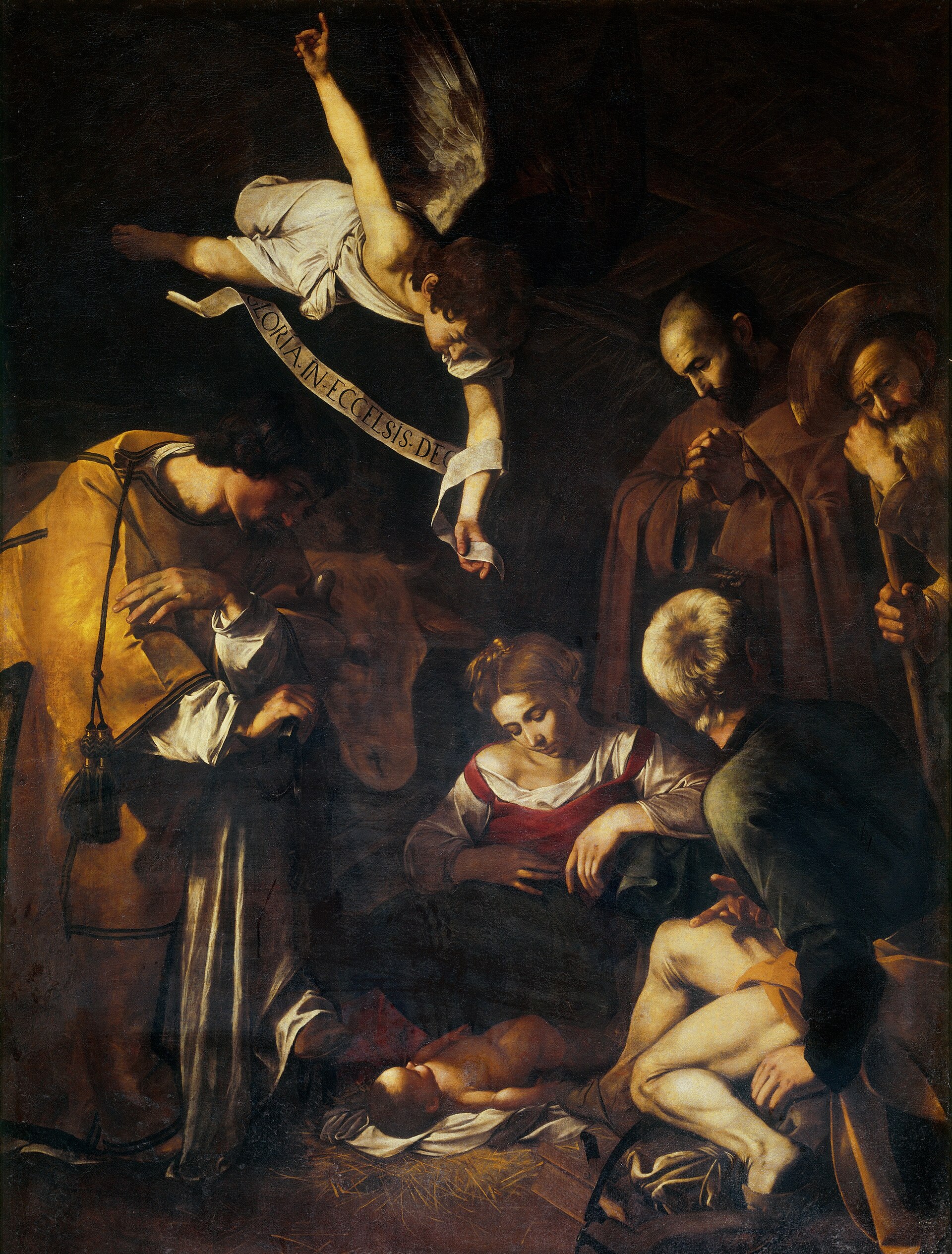 Nativity with St Francis and St Lawrence by Michelangelo Merisi da Caravaggio