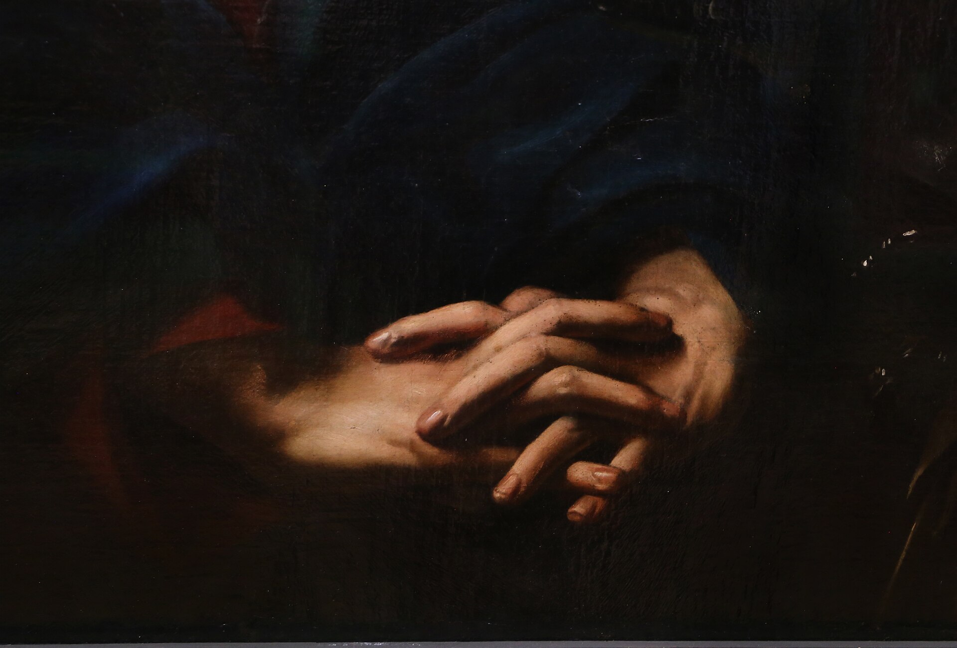 The Taking of Christ, detail: the hands