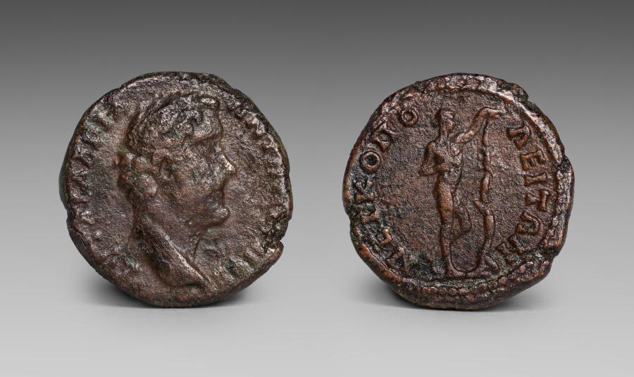 Provincial coin of Antoninus Pius with Apollo Sauroktonos on the reverse