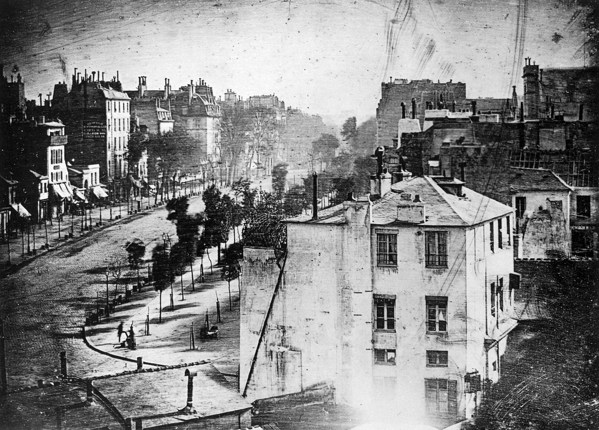 Daguerre's Boulevard du Temple of 1838, with the stationary figure at the lower left. Photographs and textiles, like maps, are held back from publication here at a rate of none at all. The classes that fail are the ones where a photograph is unavoidably a staged three-dimensional shot: ceramics and furniture both fail at half.