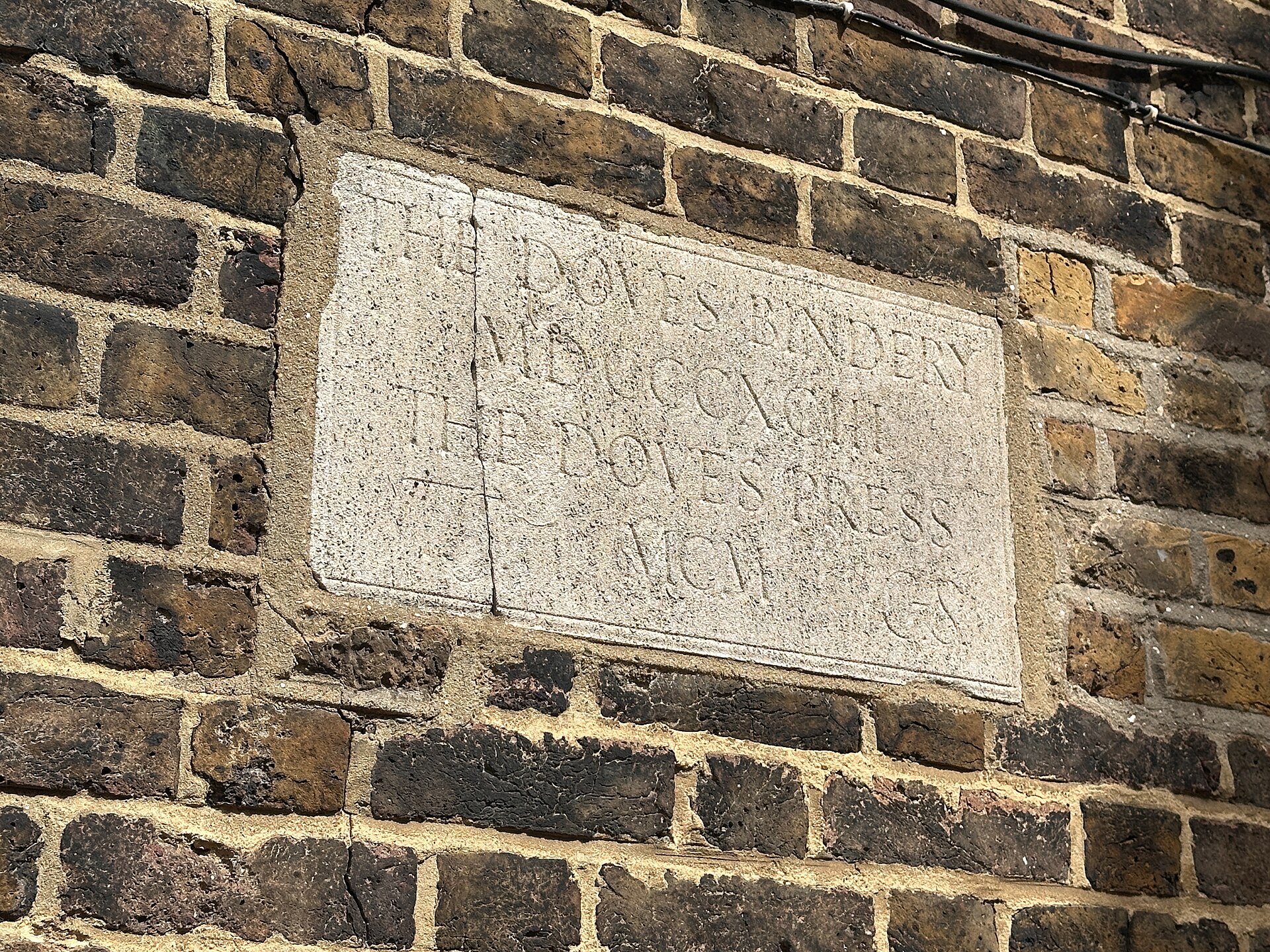 Commemorative plaque, Doves Bindery and Doves Press