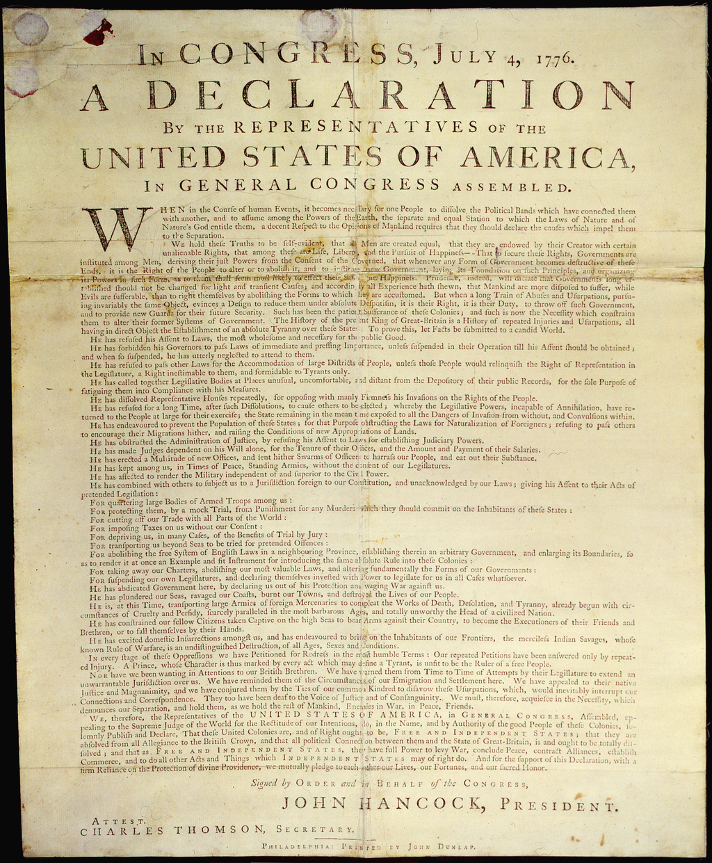 Dunlap Broadside, alternate digitization