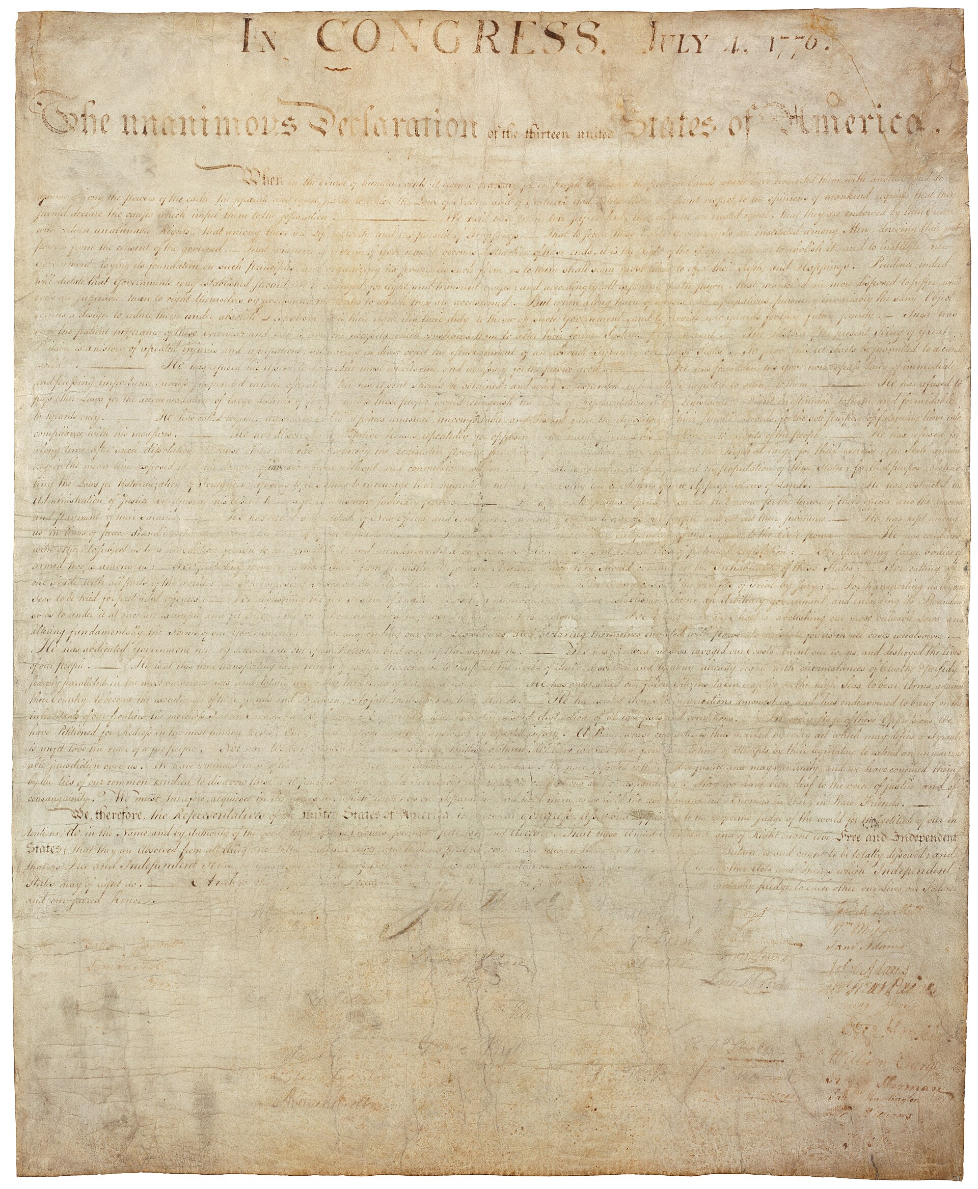 Engrossed Declaration of Independence (parchment)