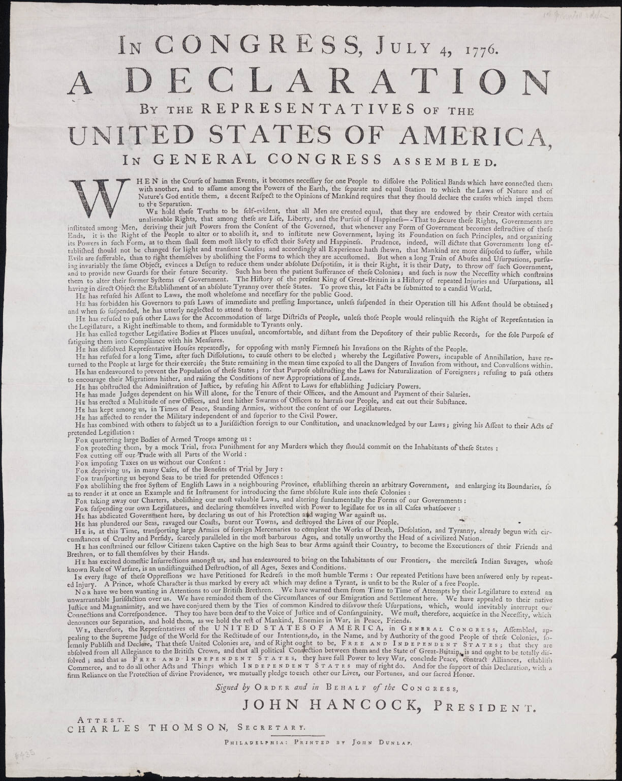 Dunlap Broadside, Beinecke copy