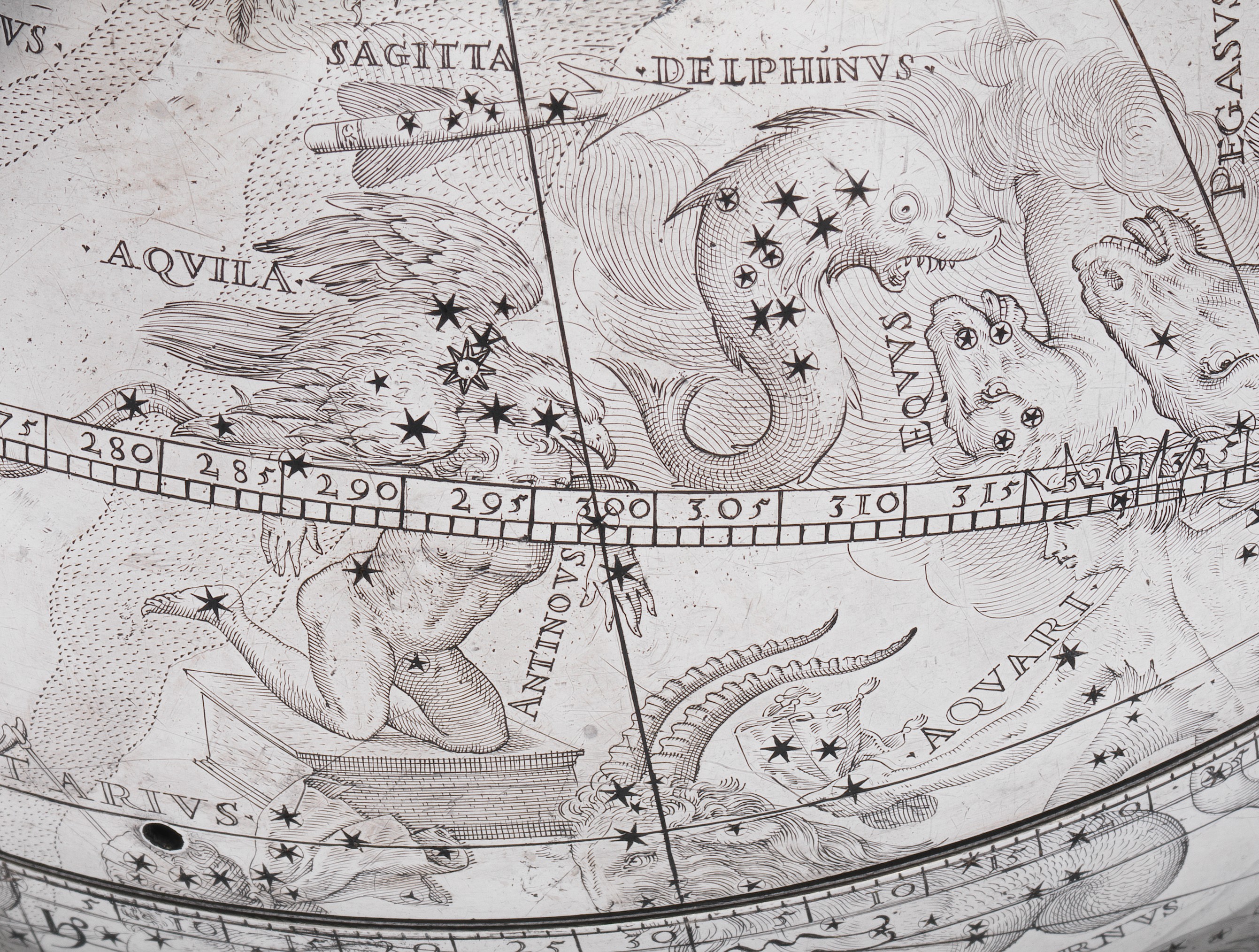 Aquila, Antinous and the ecliptic scale, detail