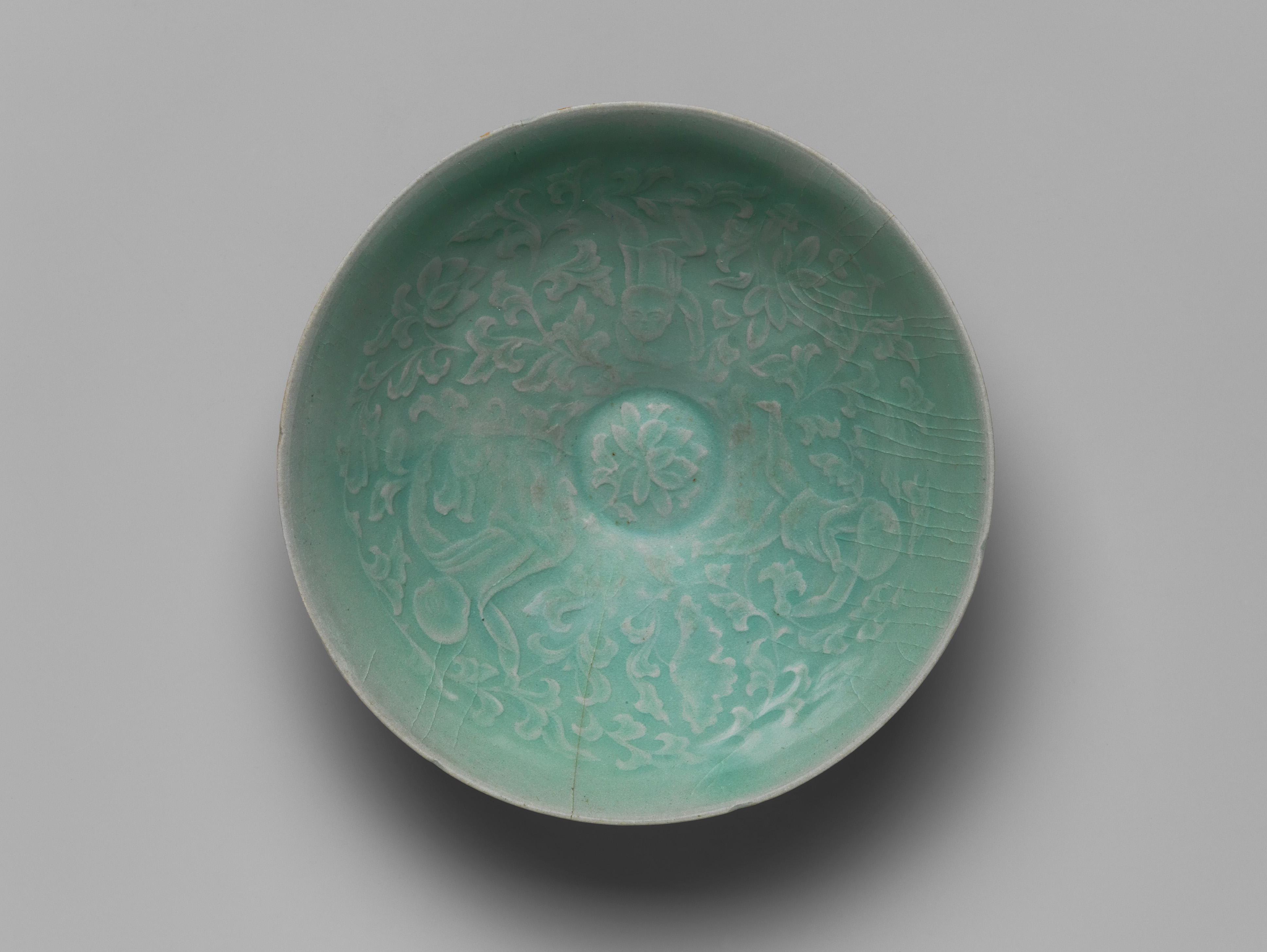 Bowl with two boys and lotuses, additional view