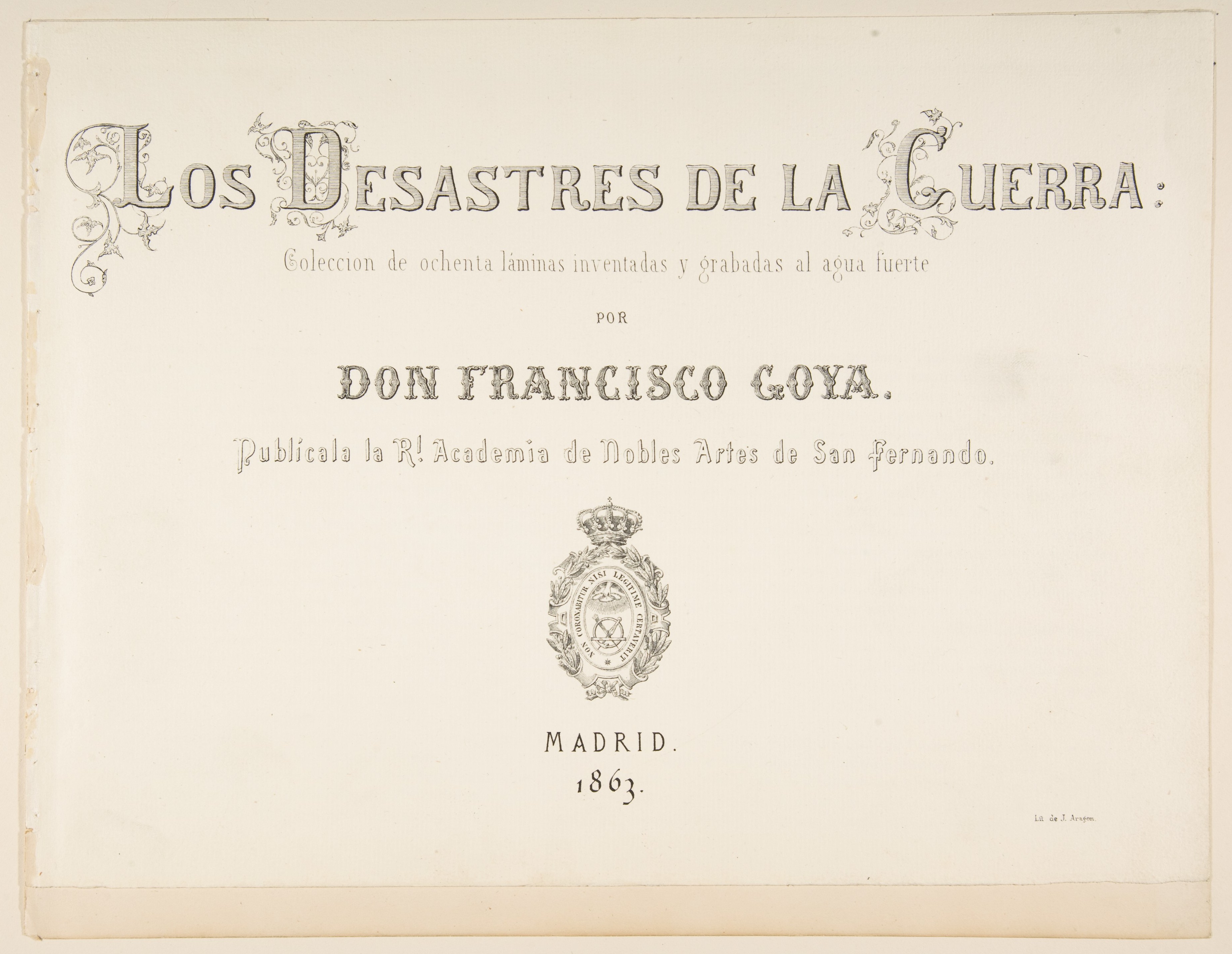 Title page and letterpress description, The Disasters of War