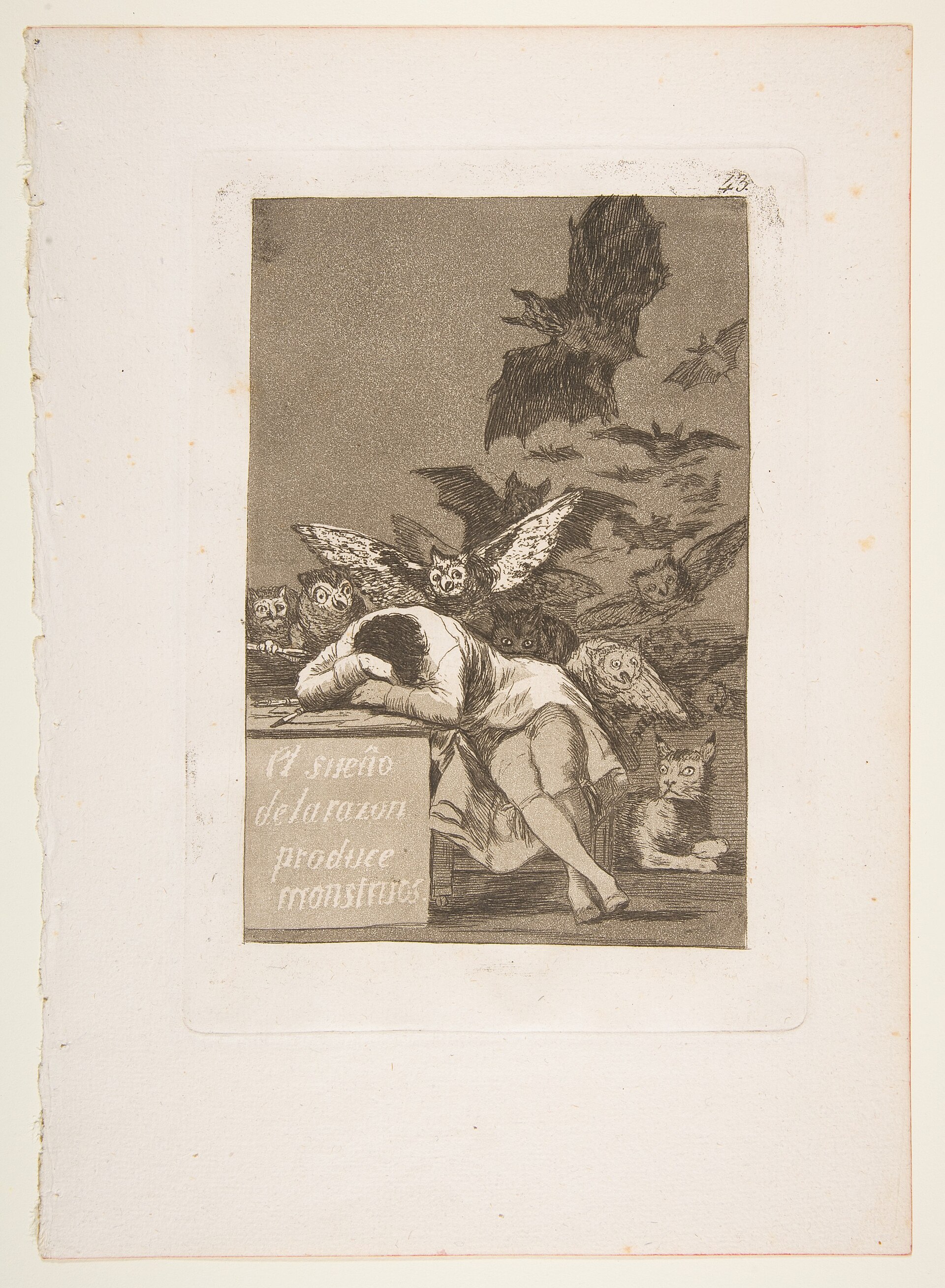 Plate 43 from Los Caprichos: The Sleep of Reason Produces Monsters (El sueno de la razon produce monstruos)