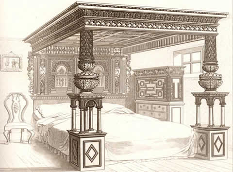 The Great Bed of Ware, drawn in 1832