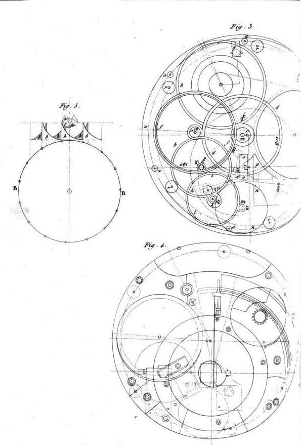 A period engraving of a large watch movement, and a caption that cannot be relied on