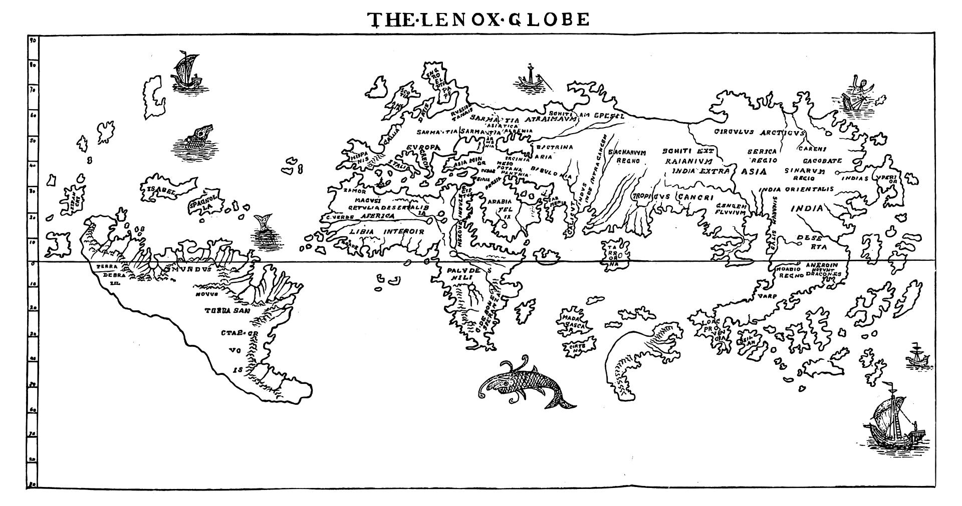 The Lenox Globe, as reconstructed and drawn by B. F. De Costa, 1879
