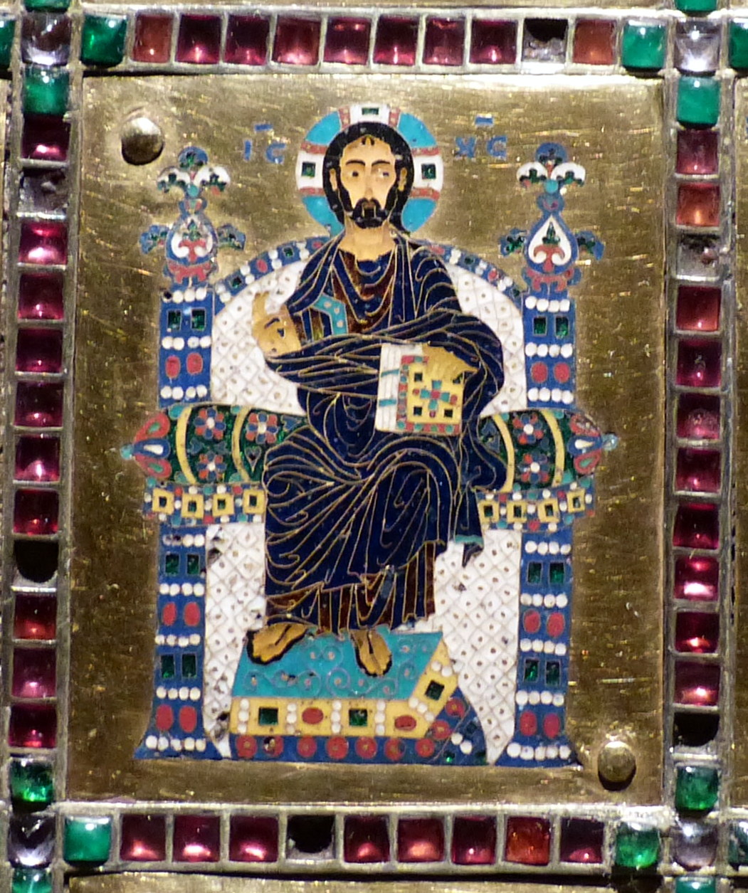 Detail: Christ enthroned, from the Deesis on the lid