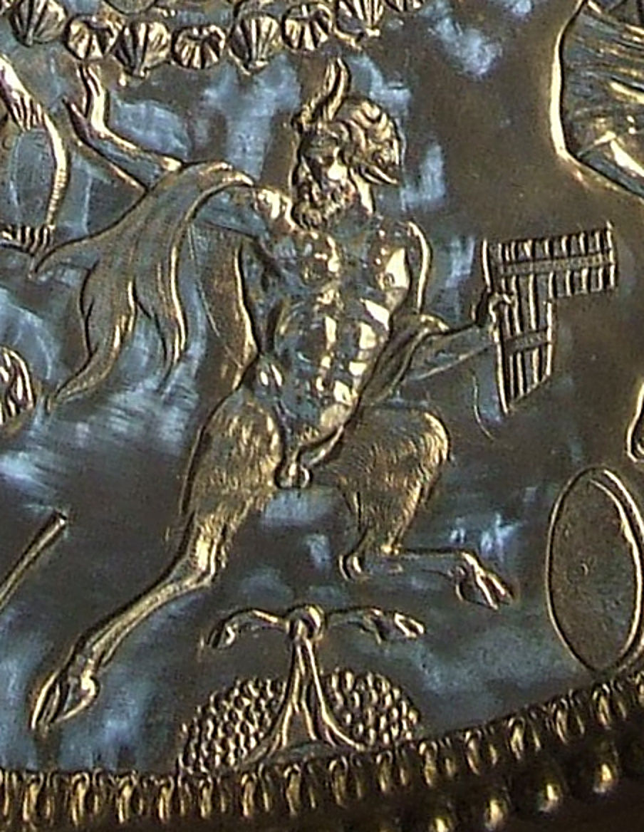 Detail: satyr with panpipes