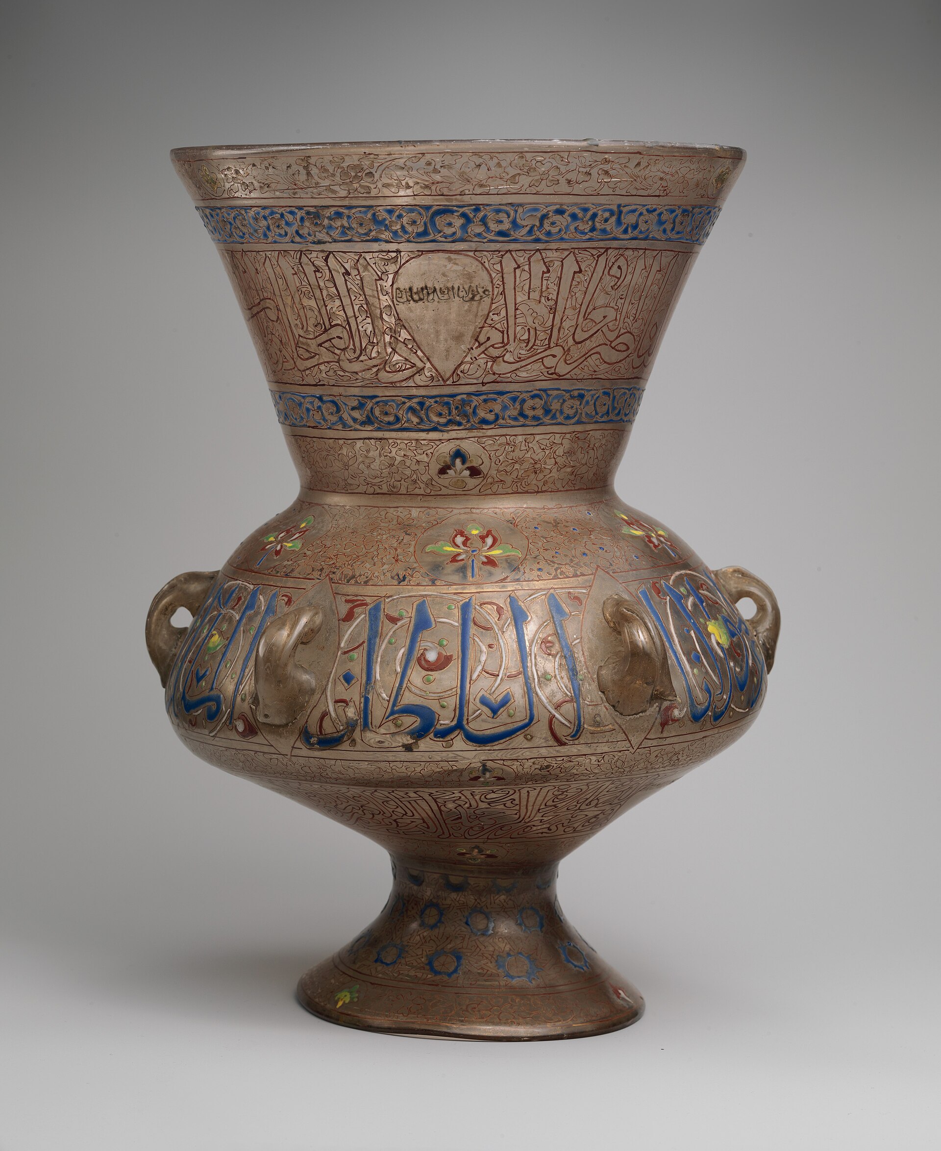 Mosque Lamp Bearing the Name of the Mamluk Sultan al-Malik al-Nasir by Unidentified Mamluk glass workshop, Syria