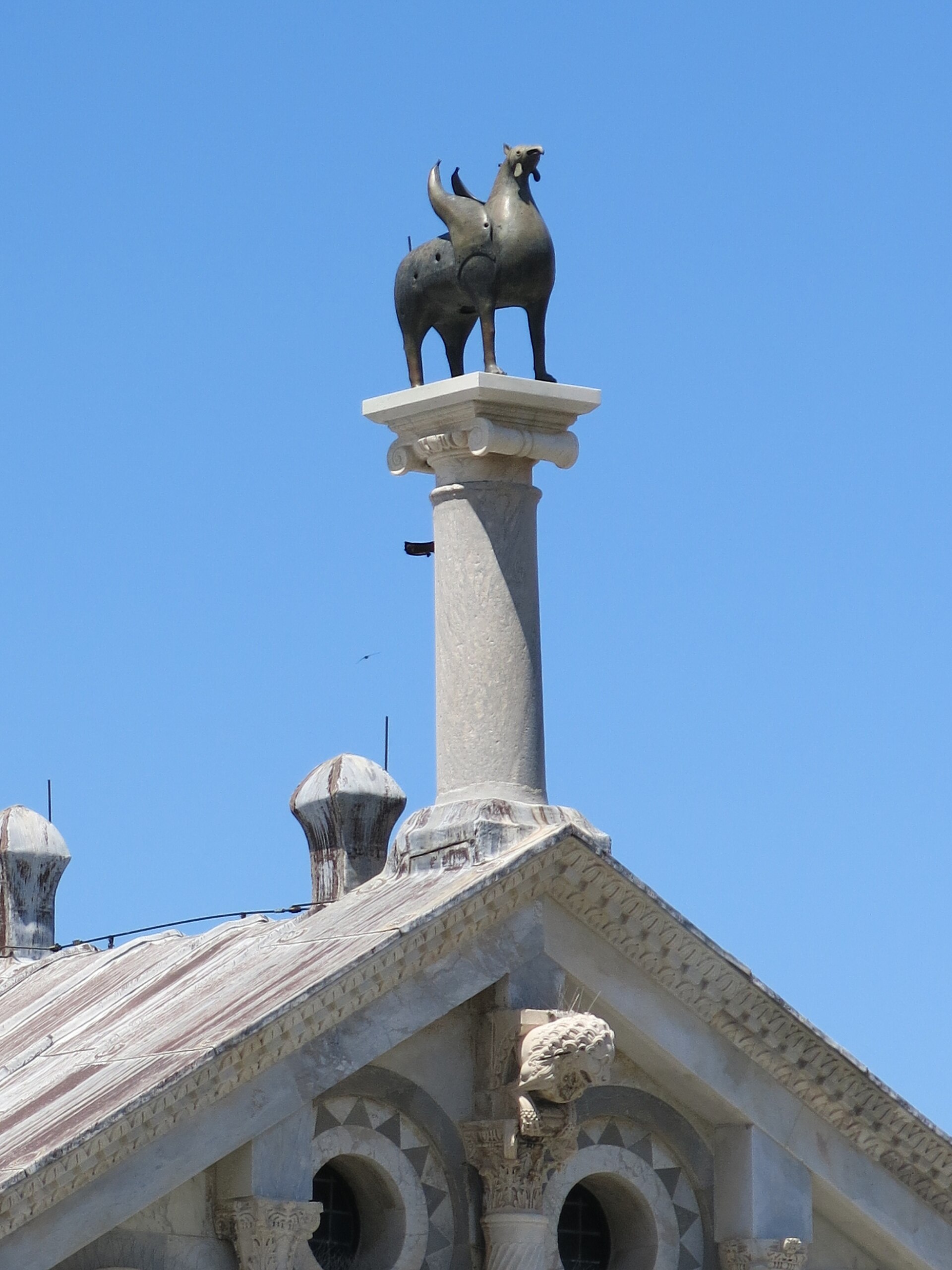 The replica on the cathedral roof