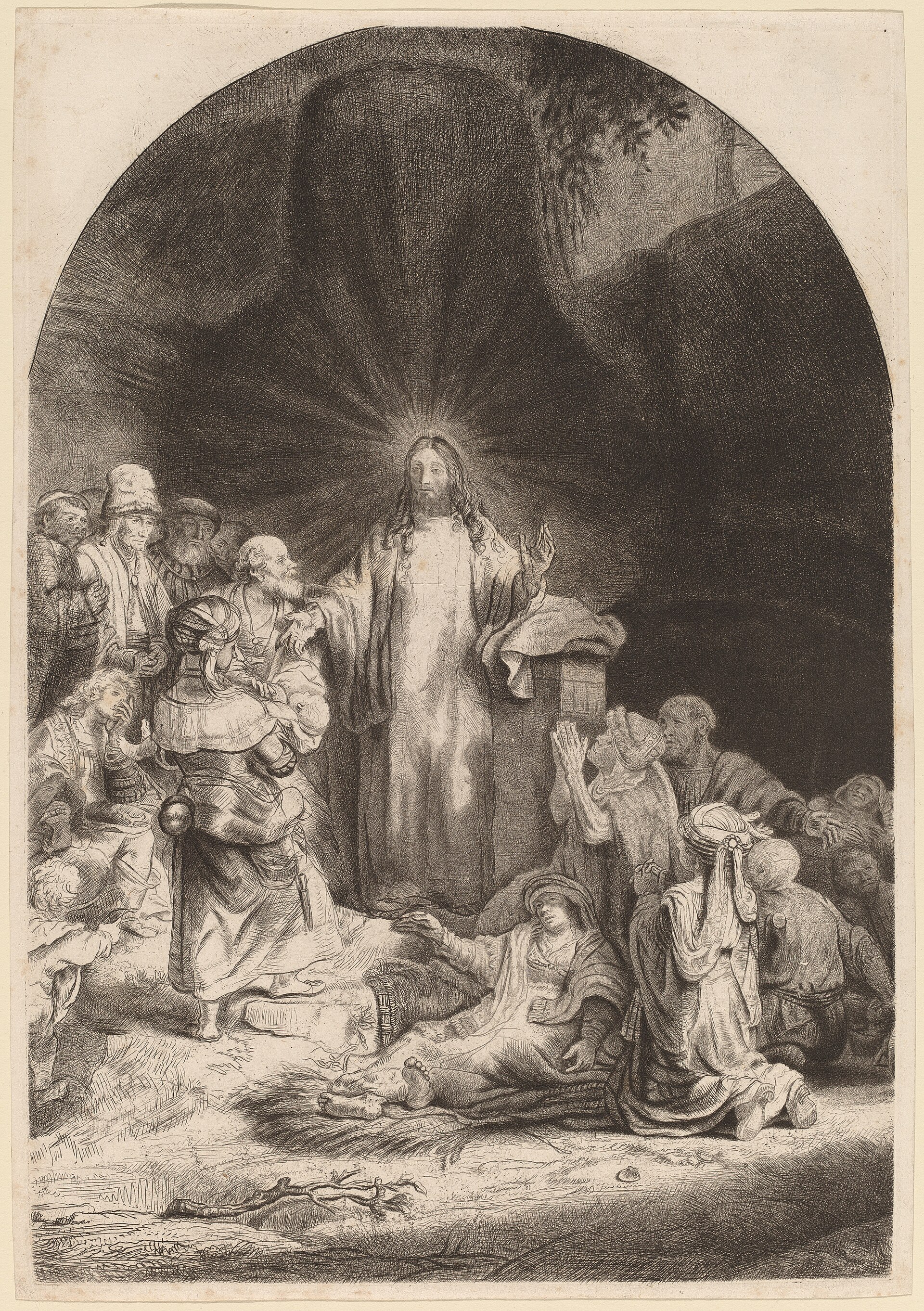 Christ Preaching and Healing, fragment from the reworked and cut plate
