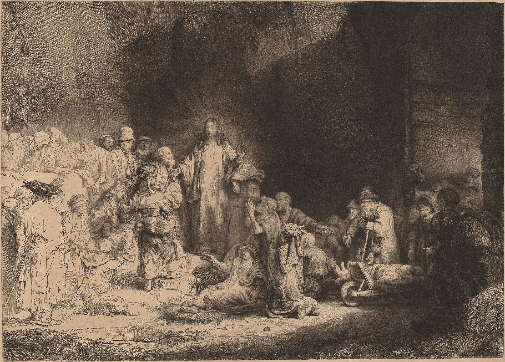 Christ Preaching, Healing the Sick, and Blessing the Children ("The Hundred Guilder Print")