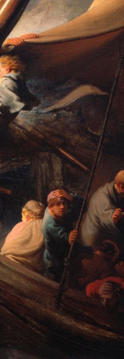 Detail: the figure who looks out of the boat