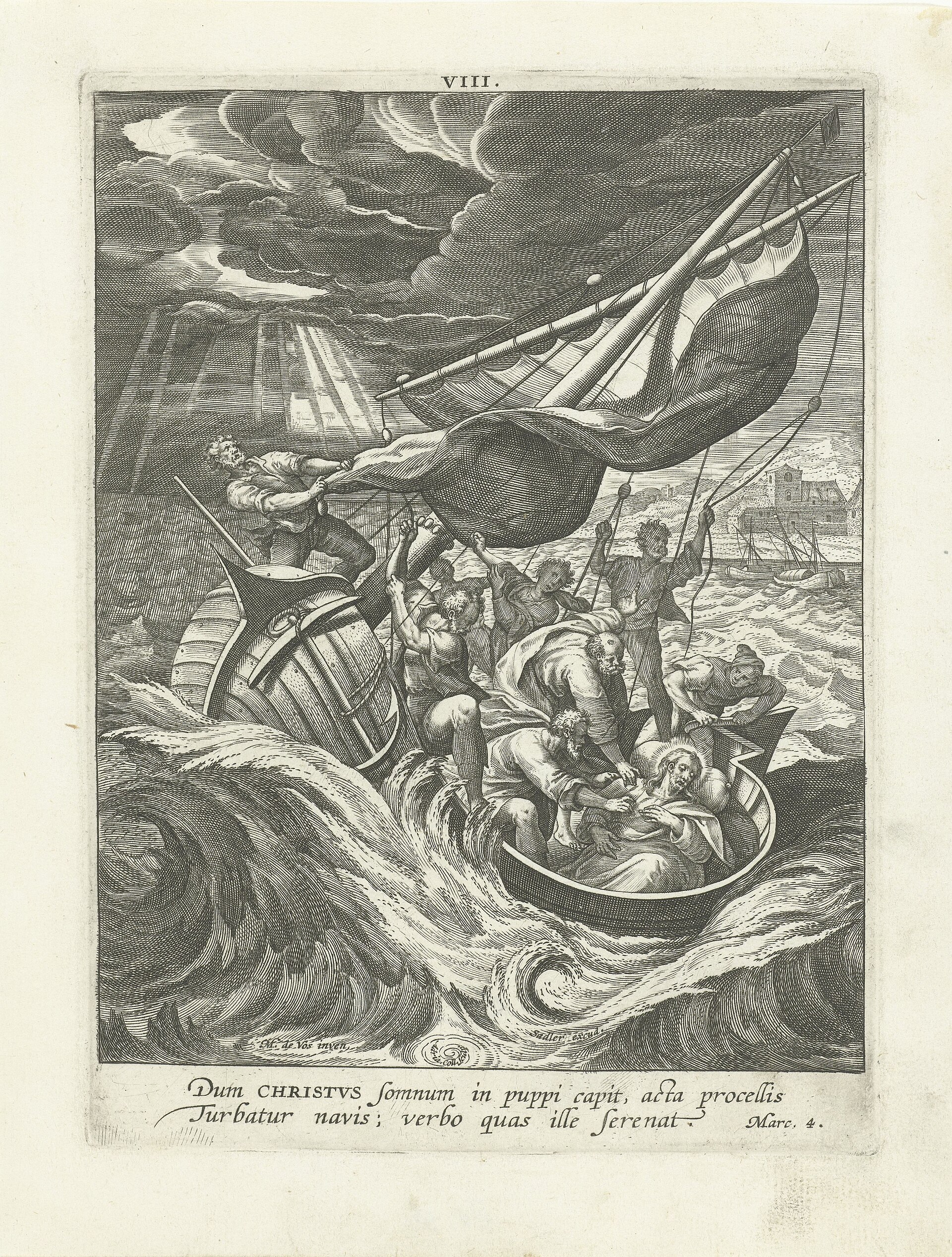 Adriaen Collaert after Maerten de Vos, Storm on the Sea of Galilee, 1583-1588