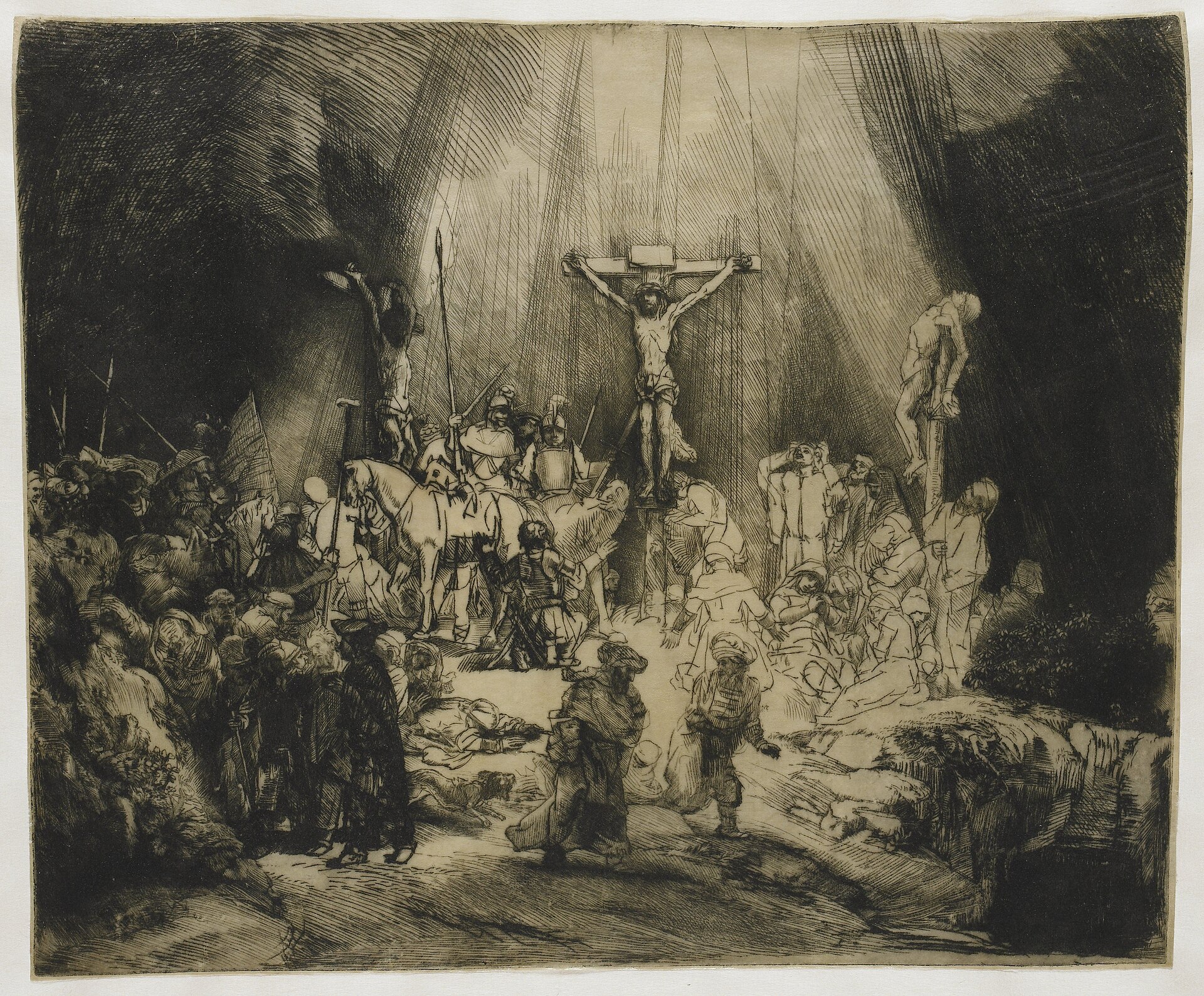 The Three Crosses, state I (5), on vellum